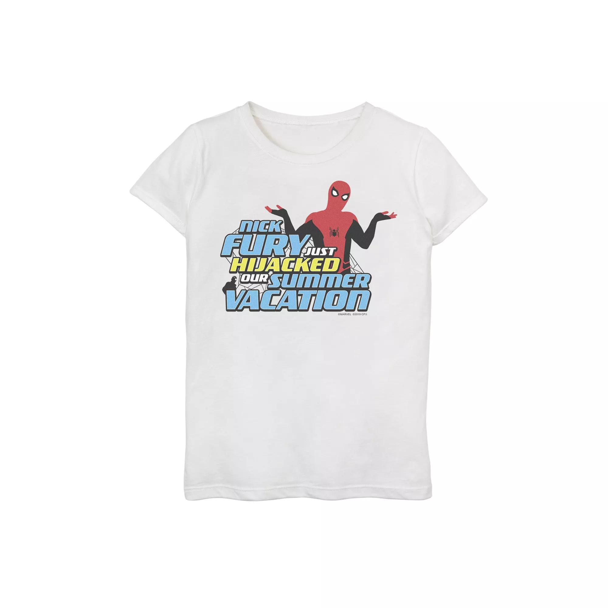 Girls 7-16 Marvel Spider-Man Far From Home Hijacked Summer Portrait Graphic Tee, Girl's, Size: XL, White Product Image
