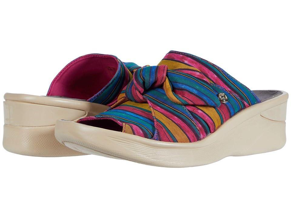LifeStride Smile Womens Washable Wedge Slide Sandals Pink Mimosa Stripe Product Image