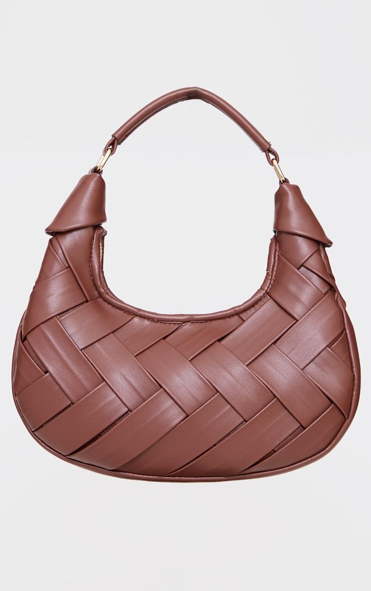 Chocolate Pu Weave Crescent Hand Bag Product Image