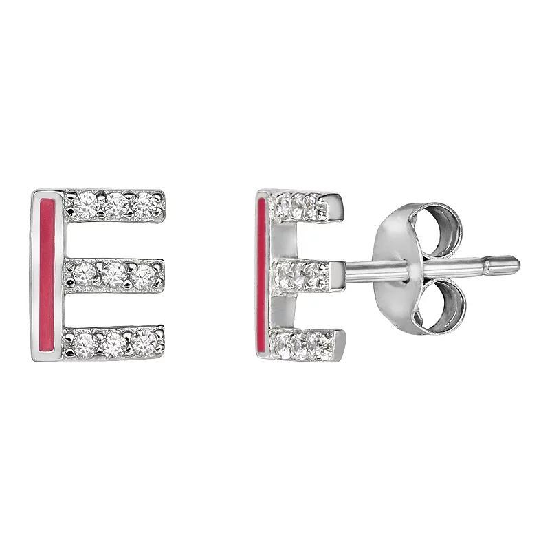 PRIMROSE Sterling Silver Cubic Zirconia Initial Stud Earrings, Women's, Orange K Product Image