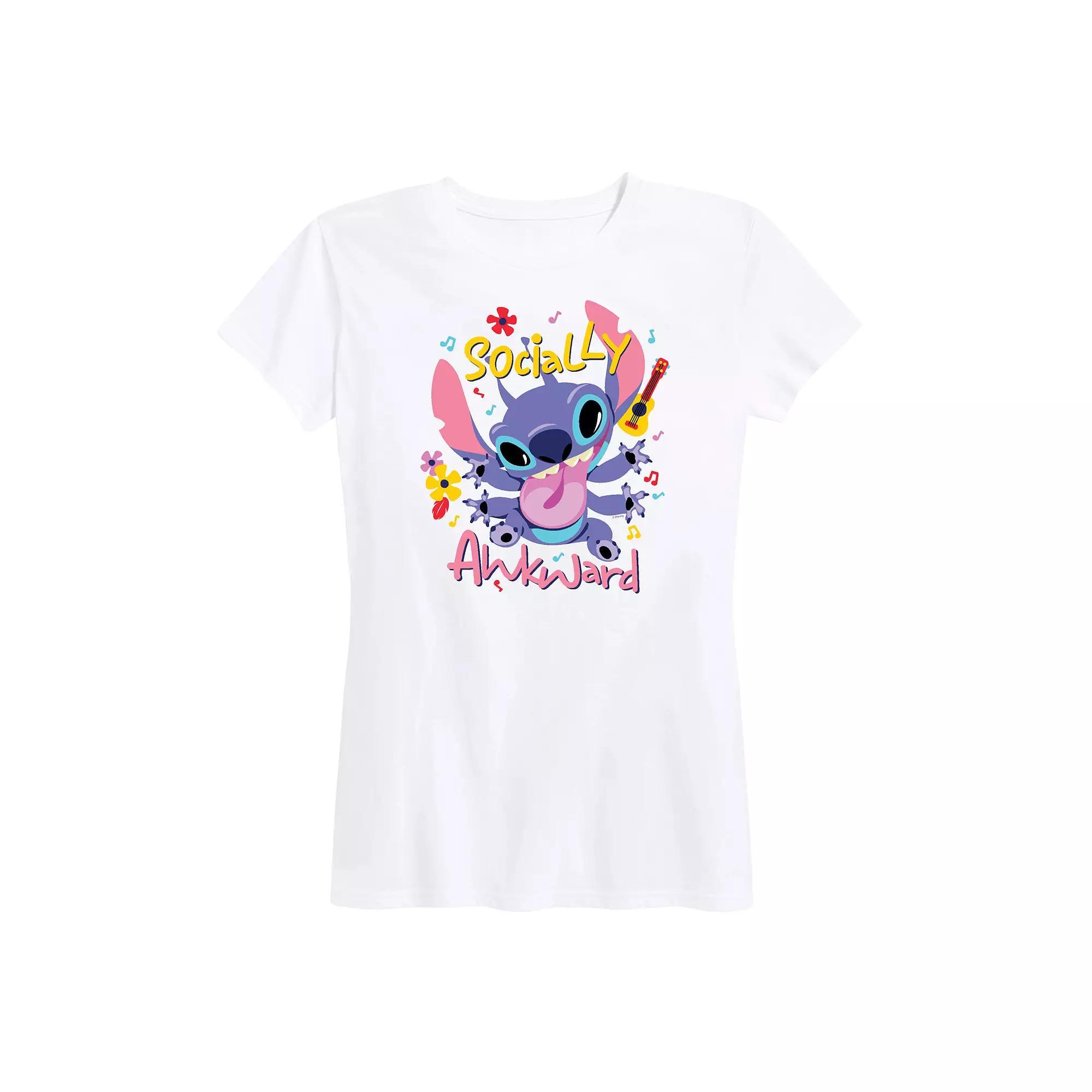 Disneys Lilo & Stitch Womens Socially Awkward Graphic Tee Product Image