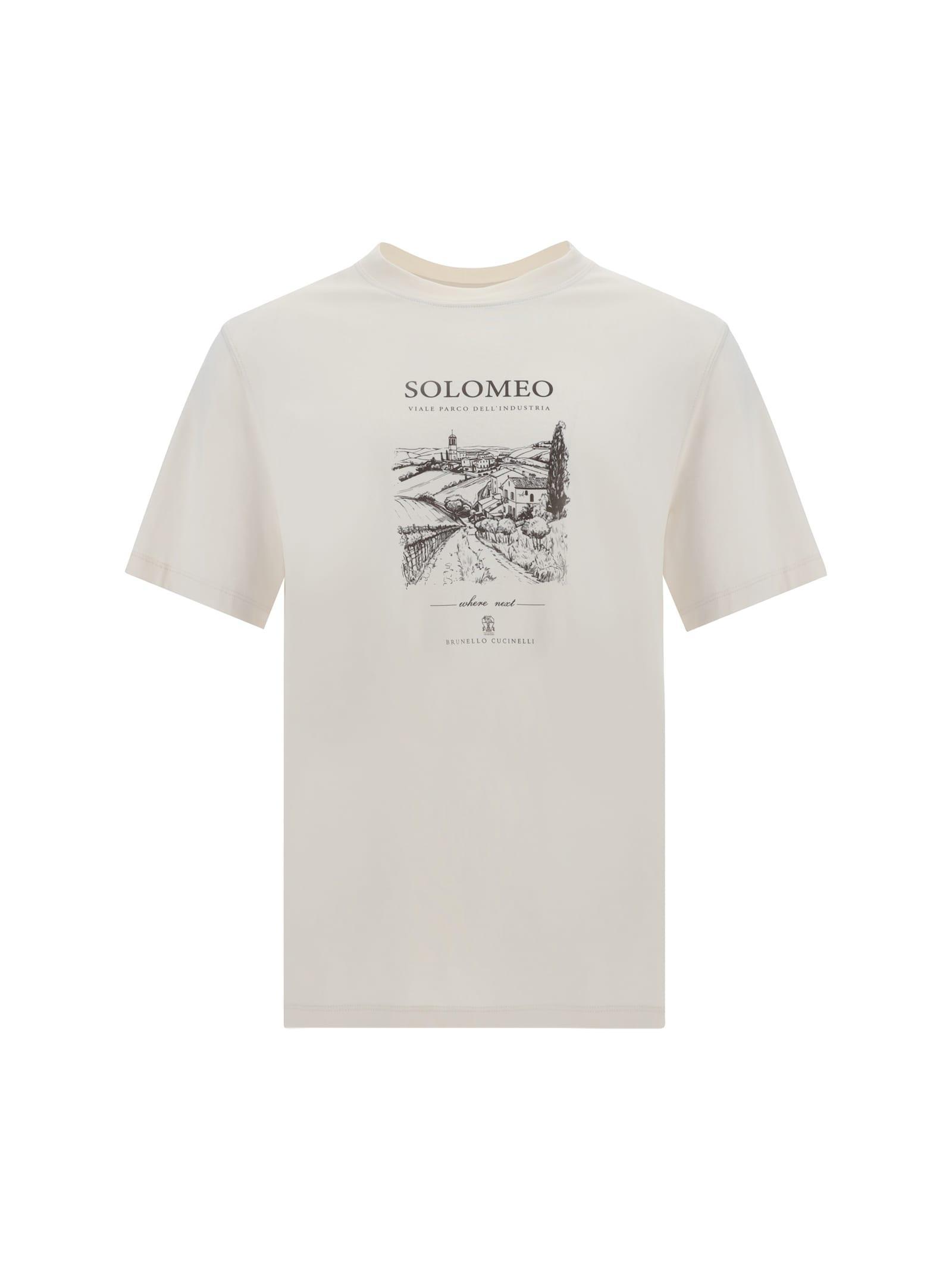 BRUNELLO CUCINELLI Cotton Solomeo Graphic Print T-shirt In Various Product Image