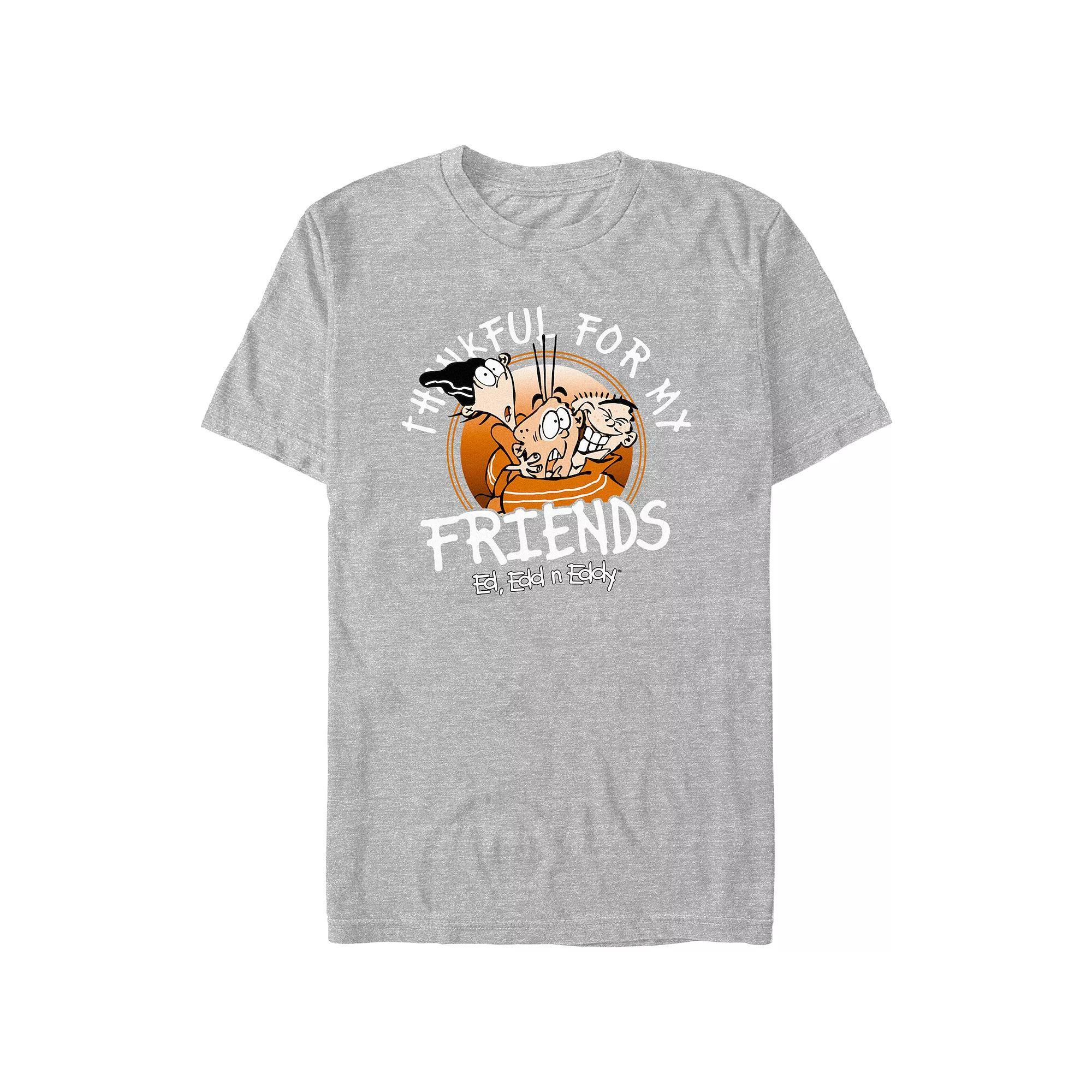 Men's Ed, Edd N Eddy Thankful For My Friends Graphic Tee, Size: Large, Athletic Grey Product Image