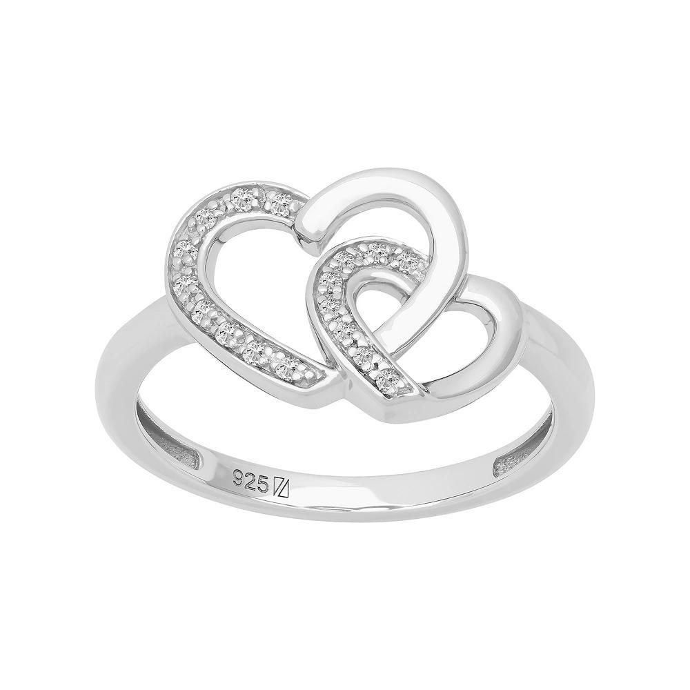 Love Always Sterling Silver Diamond Accent Interlocking Hearts Engagement Ring, Women's, Size: 6 Product Image