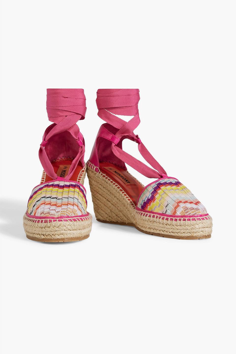 MISSONI Wedge Espadrille Sandals 40 In Pink Product Image