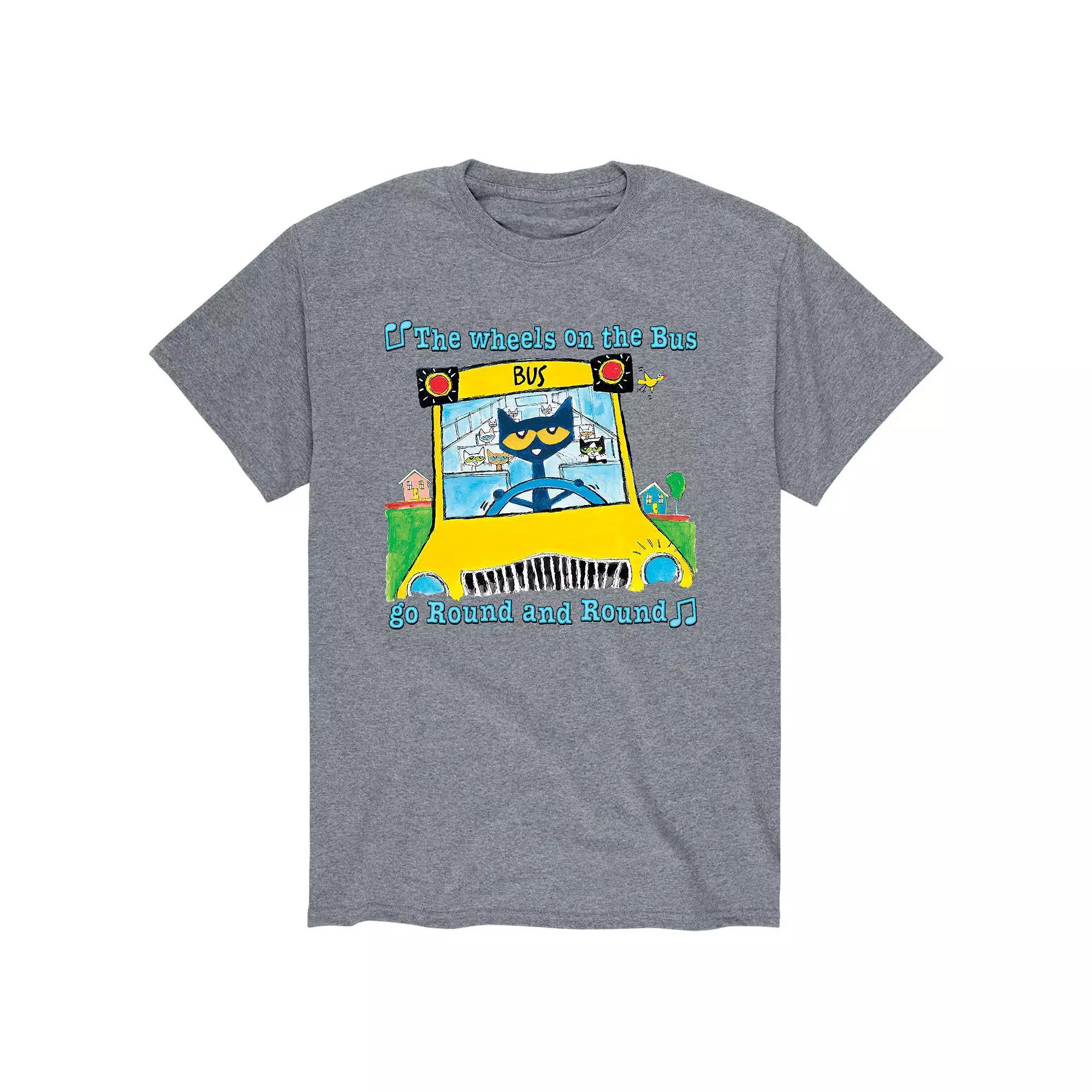 Men's Pete The Cat Wheels On Bus Tee, Size: Small, White Product Image