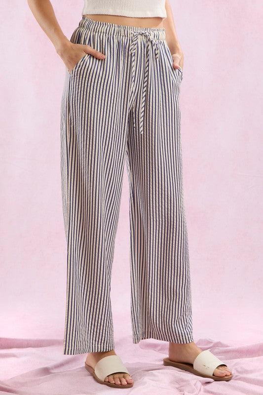 Navy Signature Stripe Easy Pants Product Image