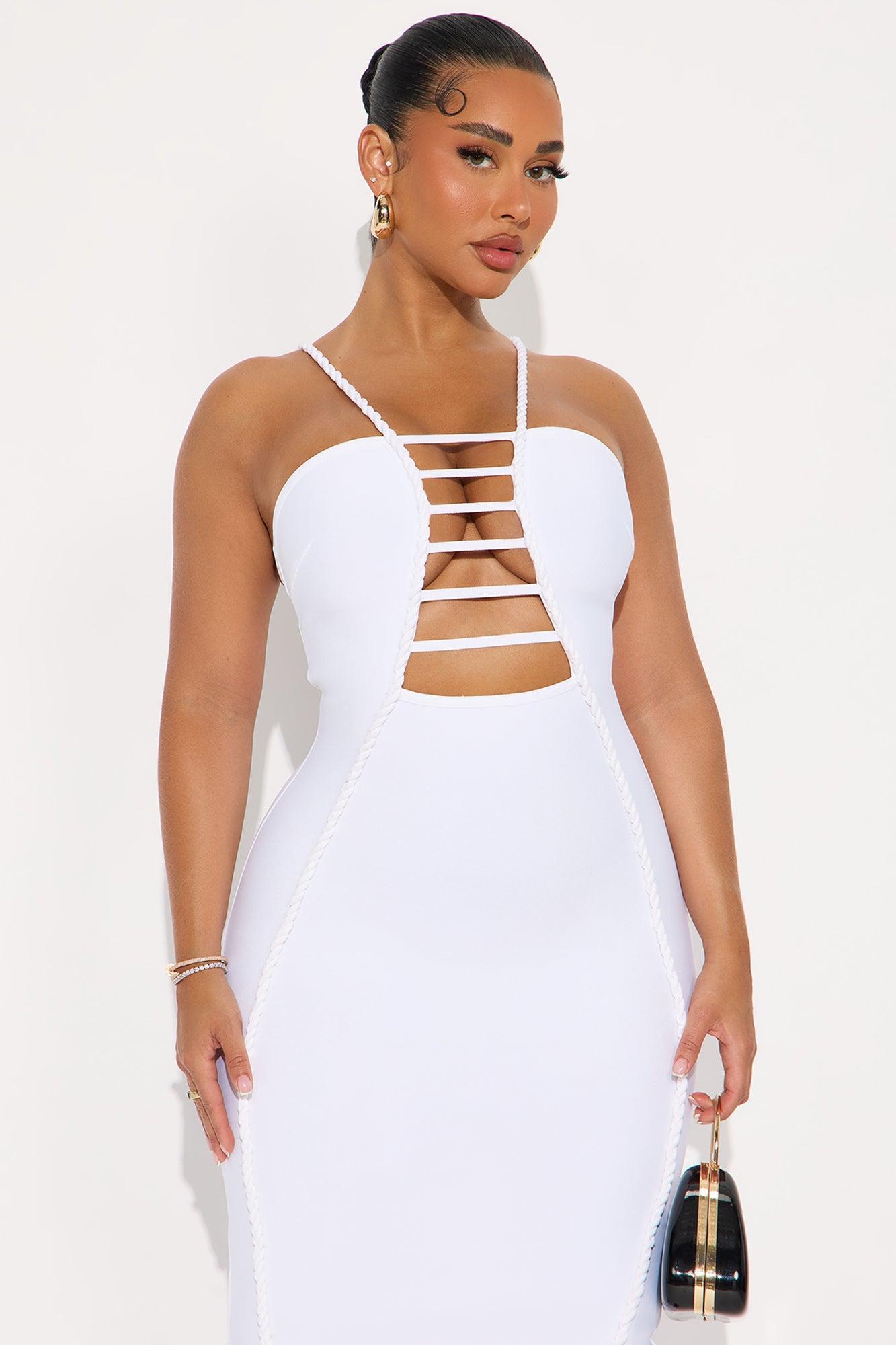 Pleasing You Bandage Midi Dress - White Product Image