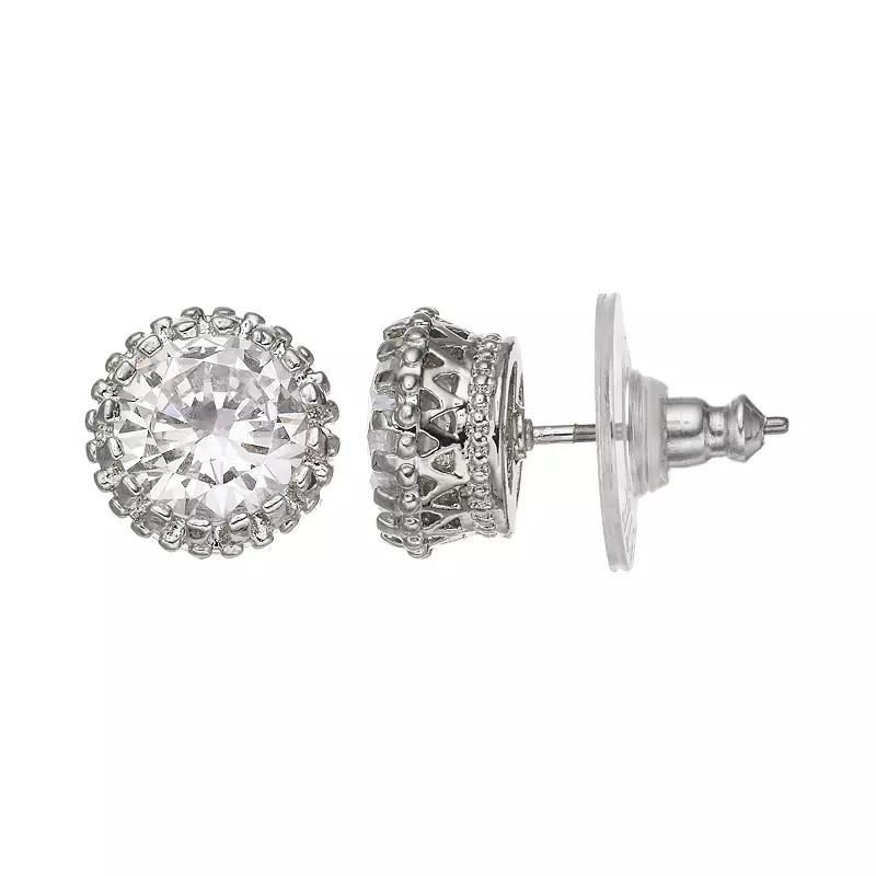 Vieste Simulated Crystal Crown Stud Earrings, Women's, Clear Product Image