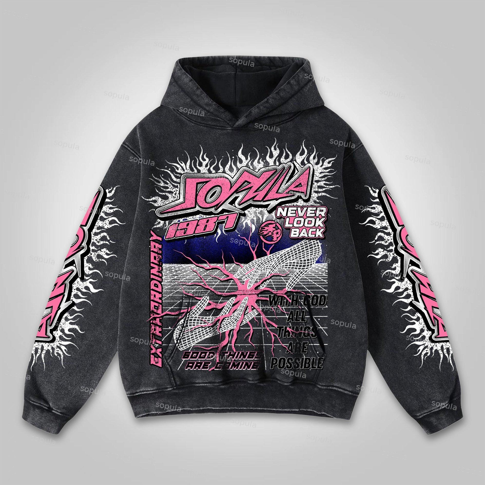 Vintage Madonna Graphic Acid Washed Oversized Hoodie Product Image
