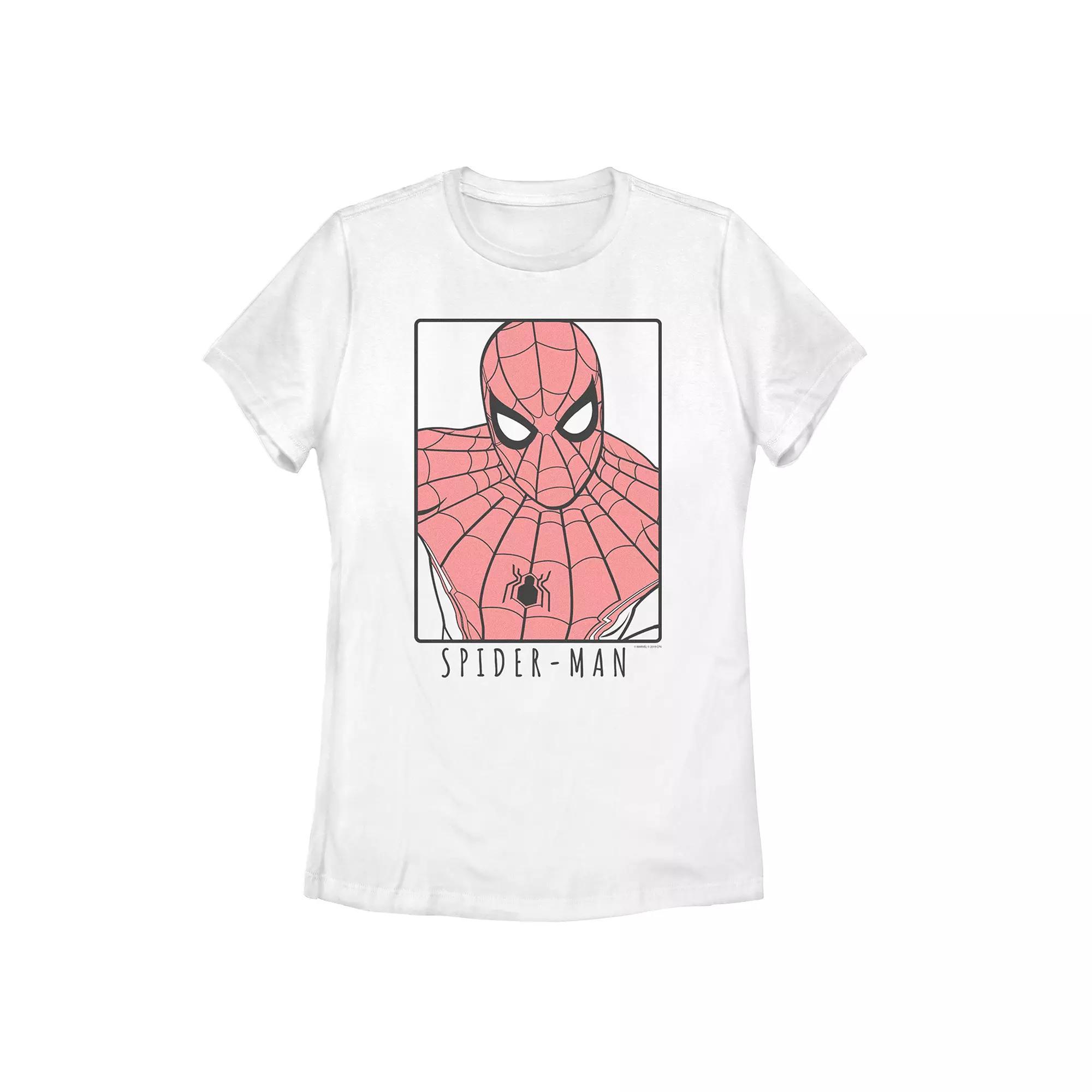 Juniors' Marvel Spider-Man Far From Home Simple Outline Poster Tee Shirt, Girl's, Size: XXL, White Product Image