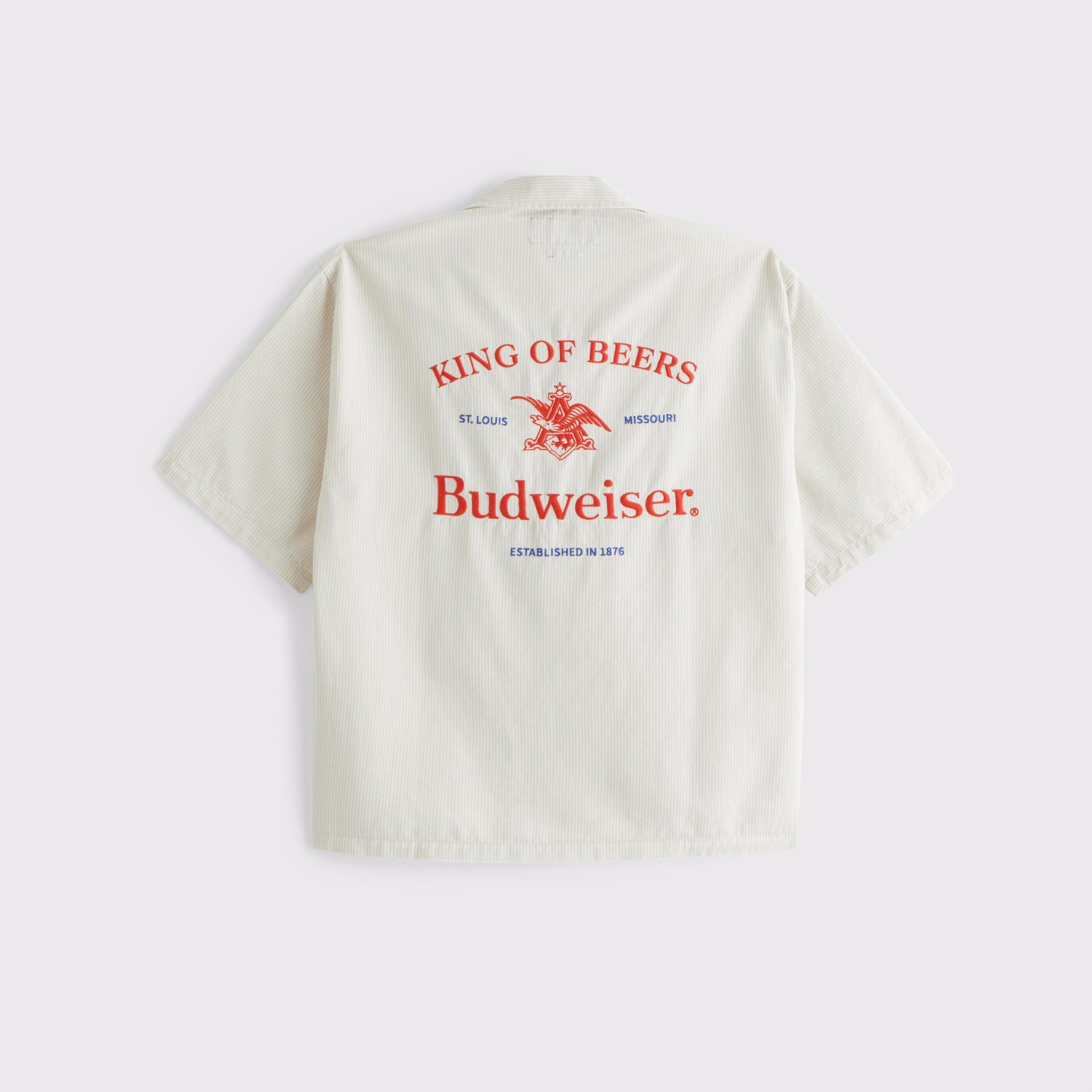 Short-Sleeve Cropped Pabst Workwear Button-Up Shirt Product Image