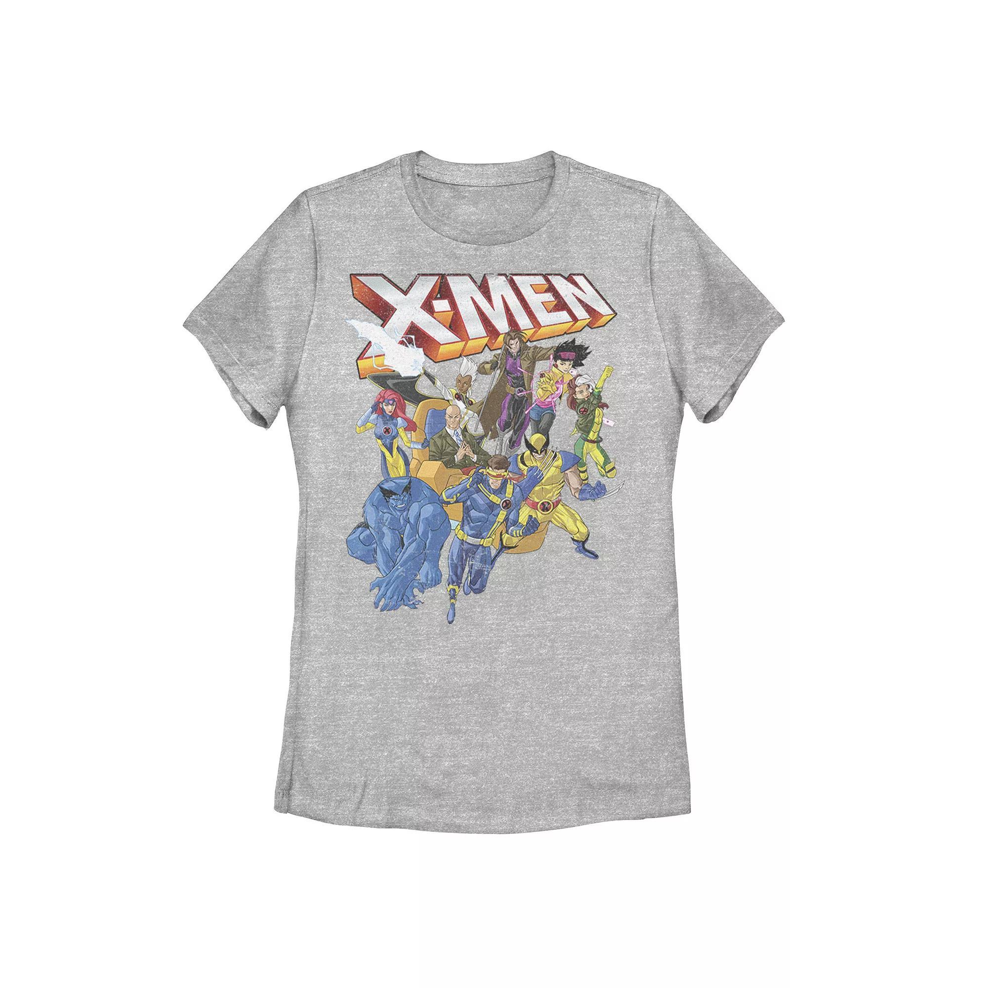 Juniors' Marvel X-Men Vintage Group Shot Logo Graphic Tee, Girl's, Size: Large, Athletic Grey Product Image