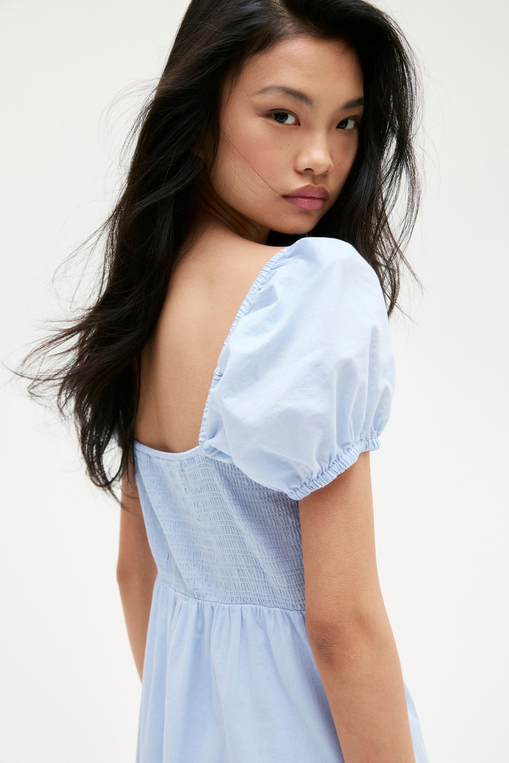Puff-Sleeved Cotton Dress Product Image