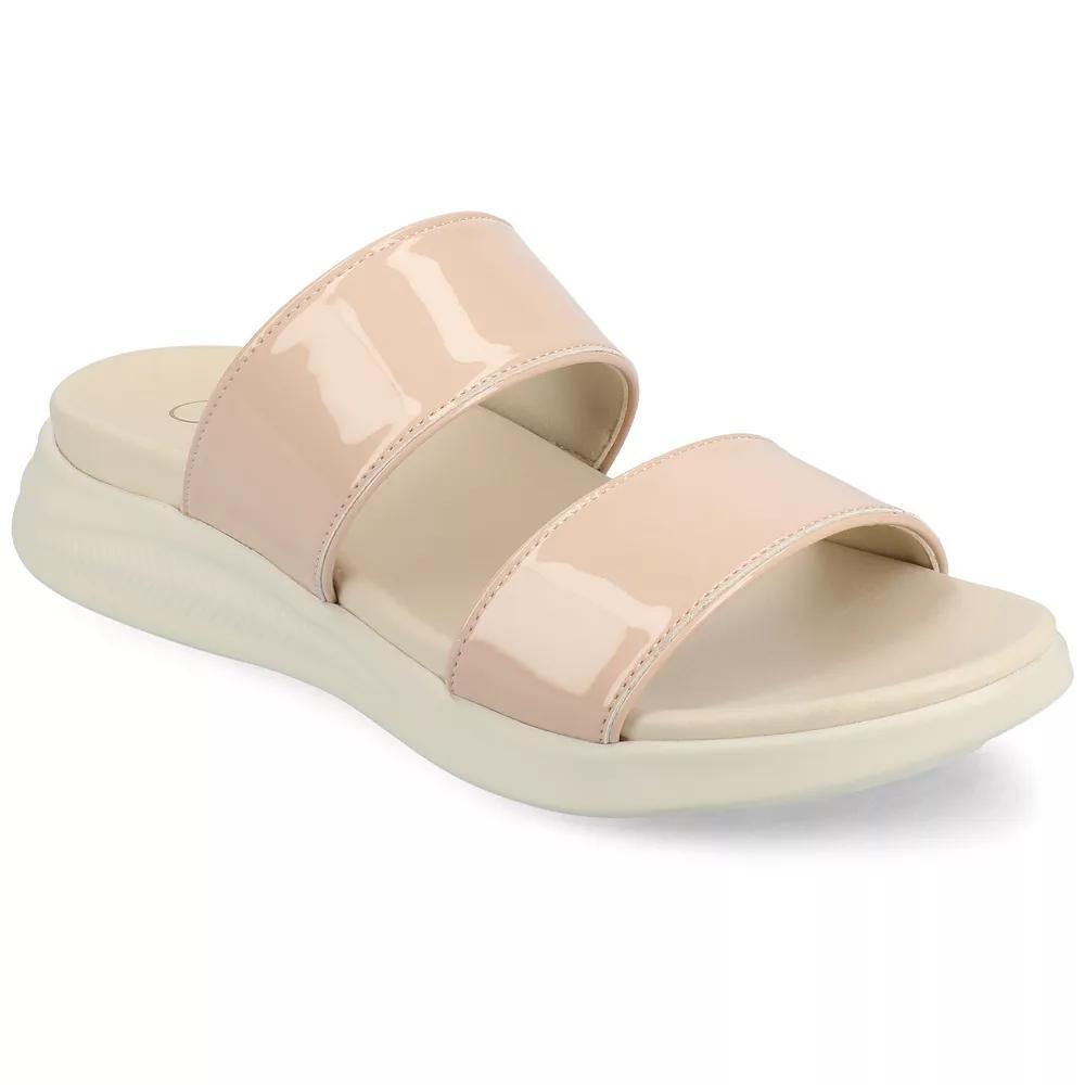 Journee Women's Janis Slip-On Sandals, Size: 10, Patent Beige Product Image