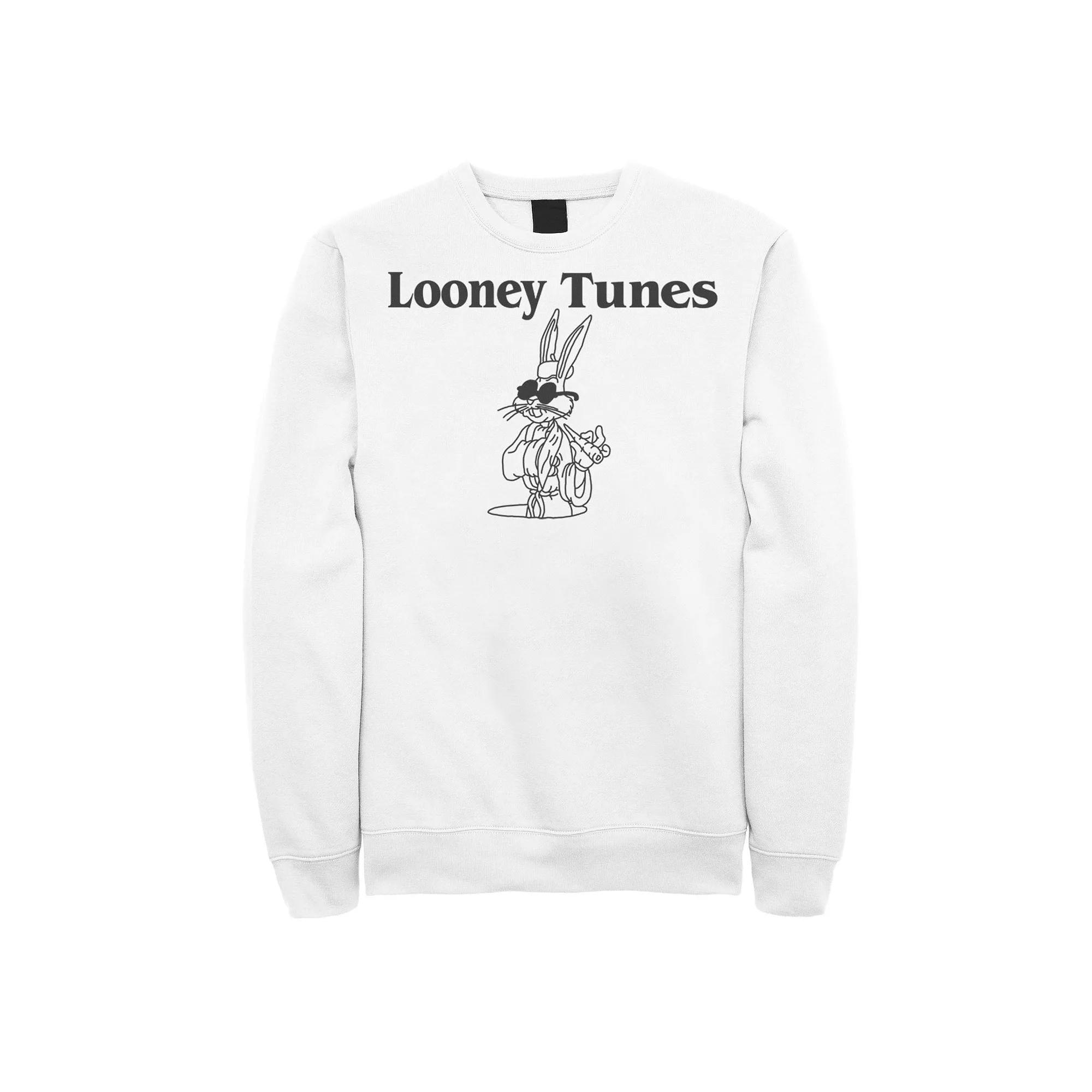 Men's Looney Tunes Bugs Bunny Logo Line Art Sweatshirt, Size: XXL, White Product Image