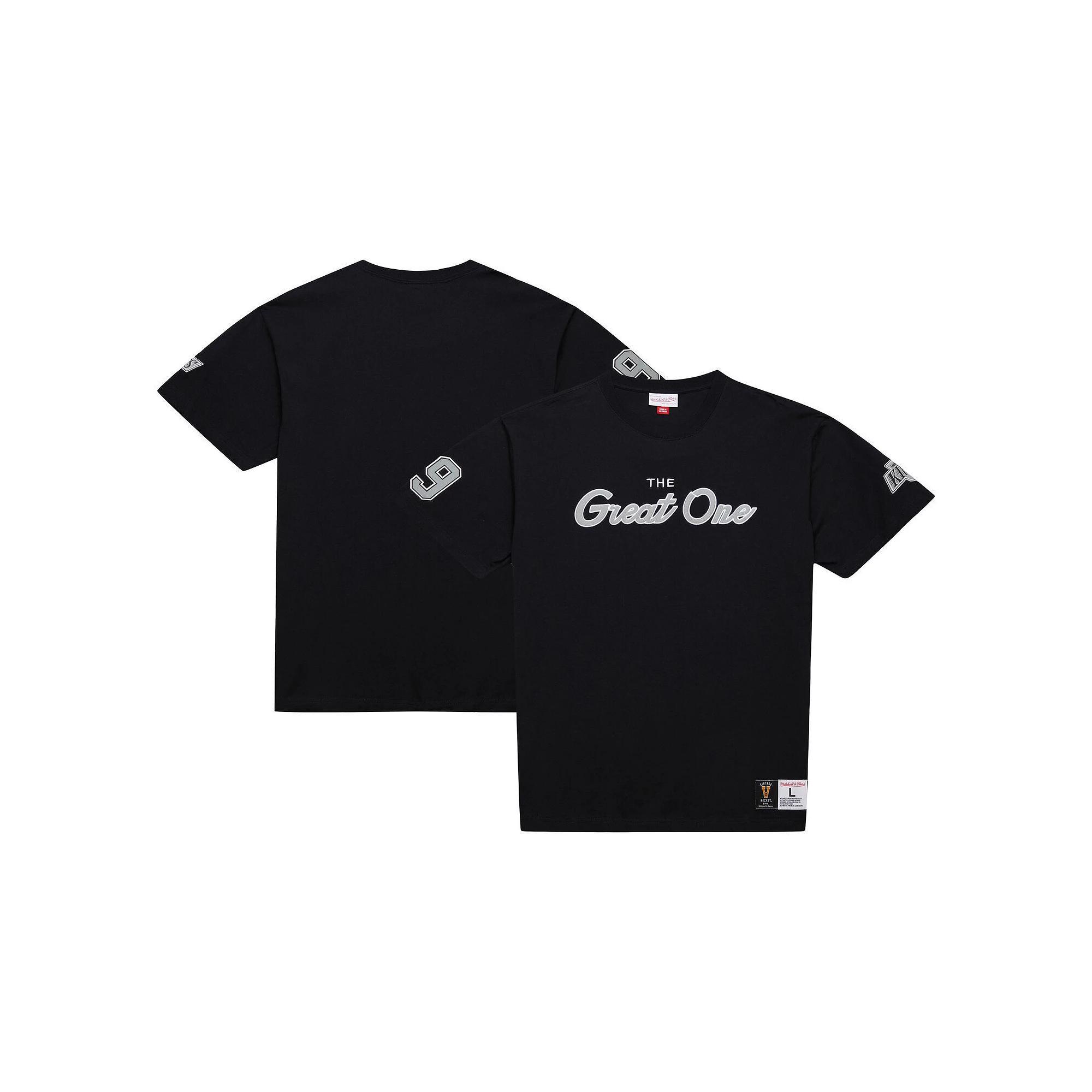 Men's Mitchell & Ness Wayne Gretzky Black Los Angeles Kings Premium Nickname Vintage Logo T-Shirt, Size: Large, Kgs Black Product Image