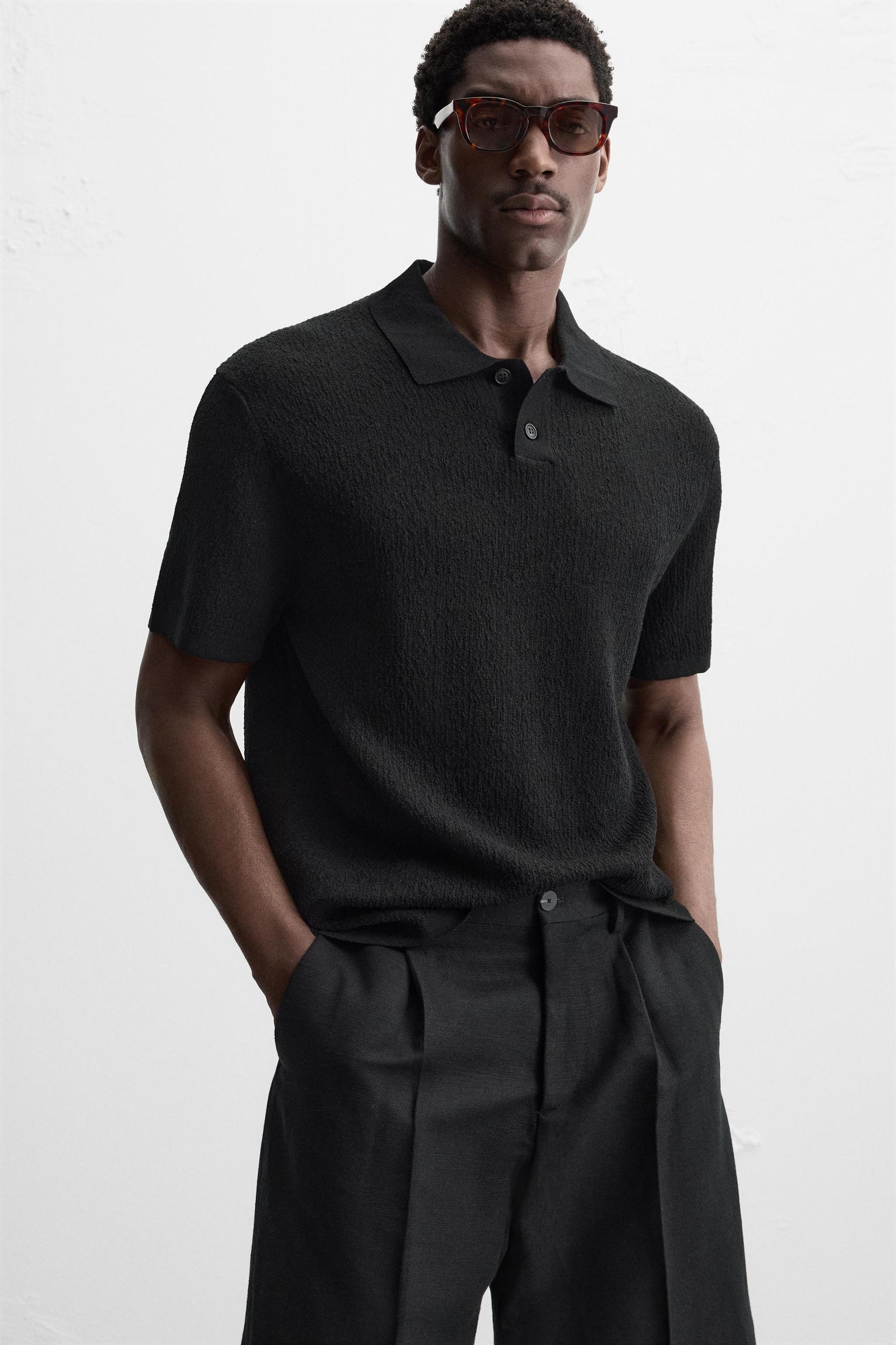REGULAR FIT TEXTURED POLO SHIRT Product Image