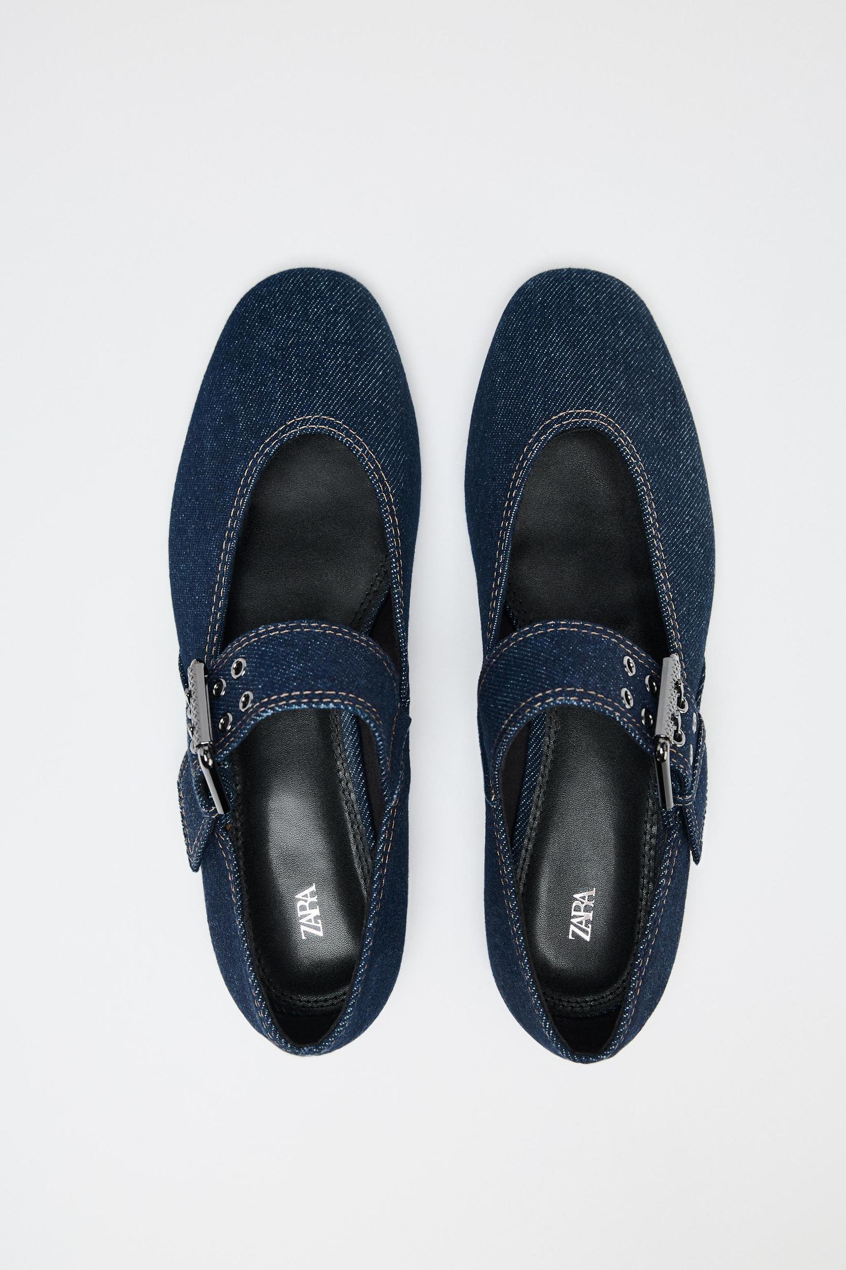 DENIM BUCKLE BALLET FLATS Product Image