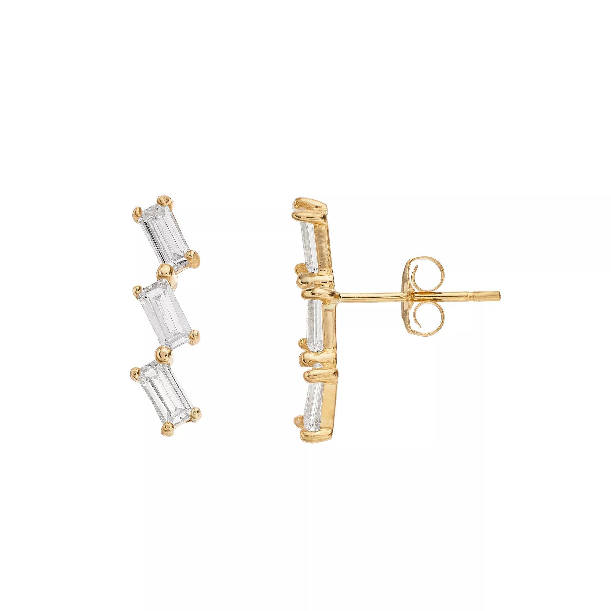 14k Gold Cubic Zirconia Ear Climber Earrings, Women's Product Image