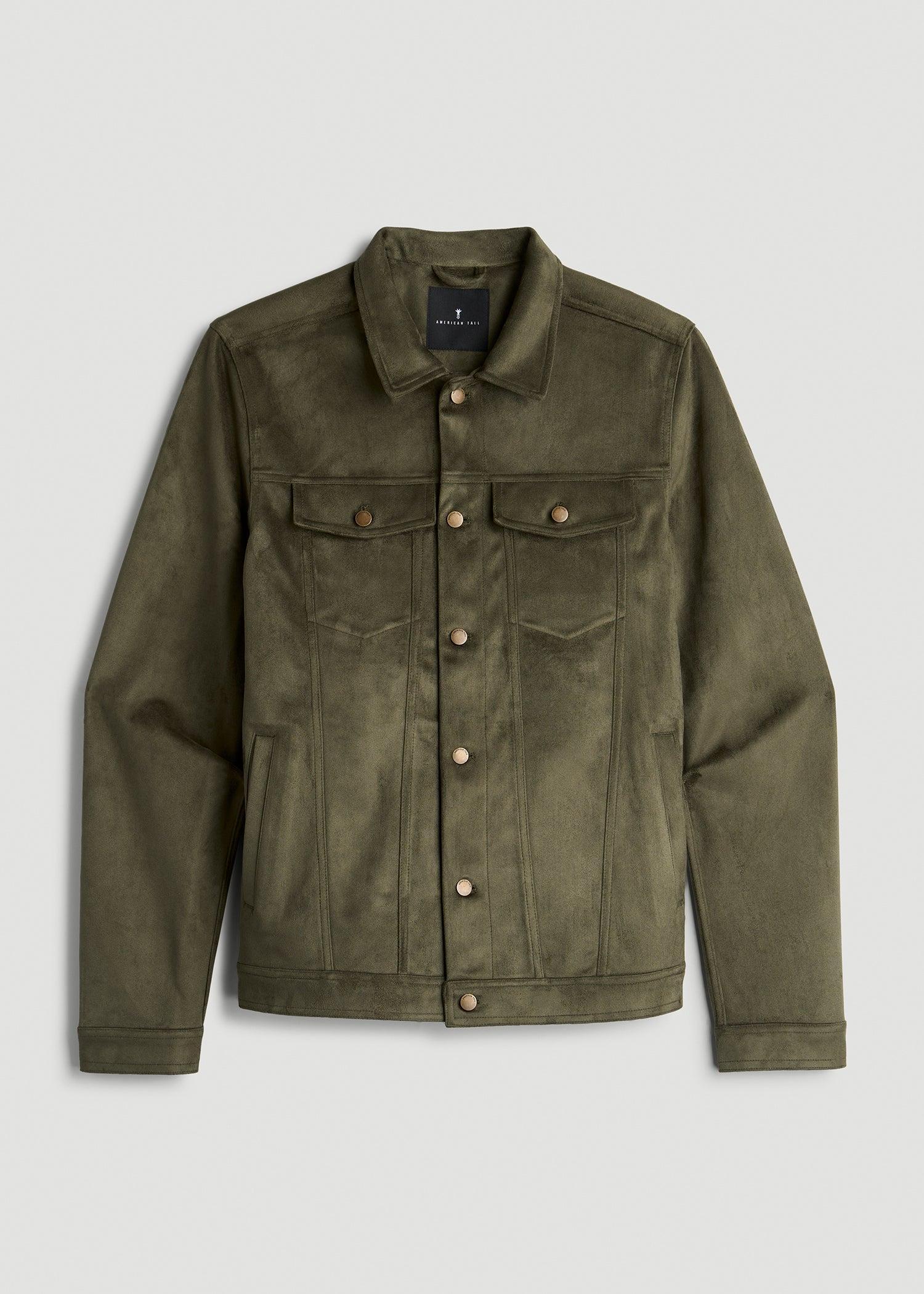 Faux Suede Trucker Jacket for Tall Men in Forest Night Male Product Image