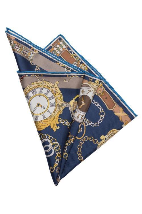 Elizabetta Like Clockwork - Silk Pocket Square for Men in Navy at Nordstrom Product Image