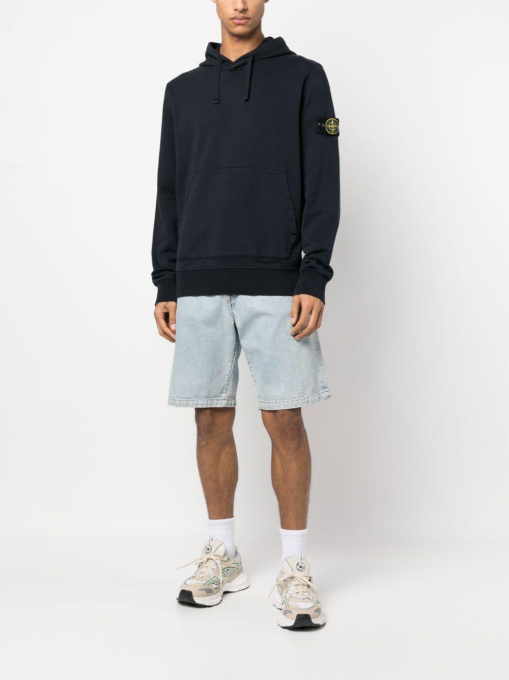 STONE ISLAND Compass Patch-detail Hoodie In Blue Product Image