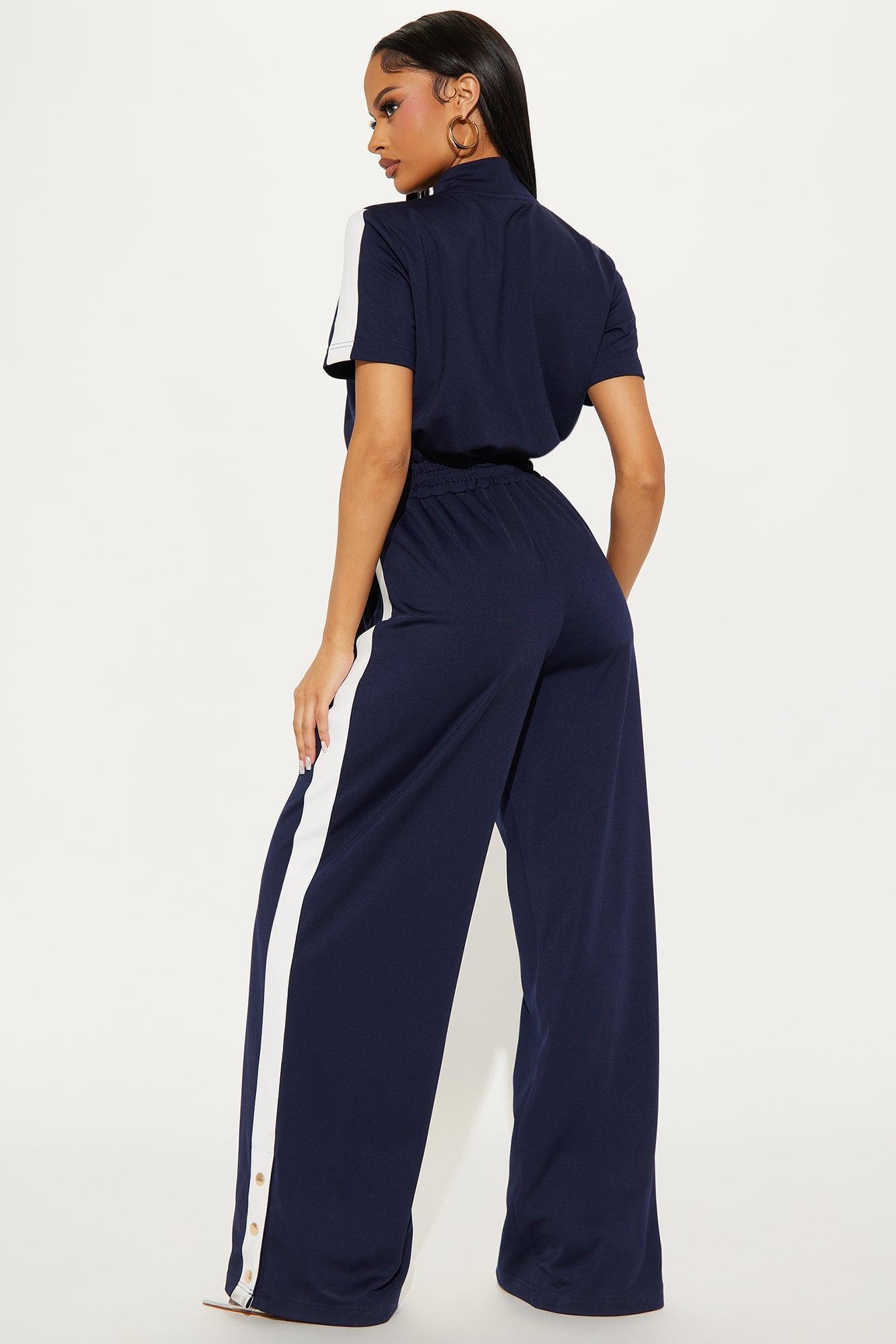 Lianna Short Sleeve Jumpsuit - Navy Female Product Image