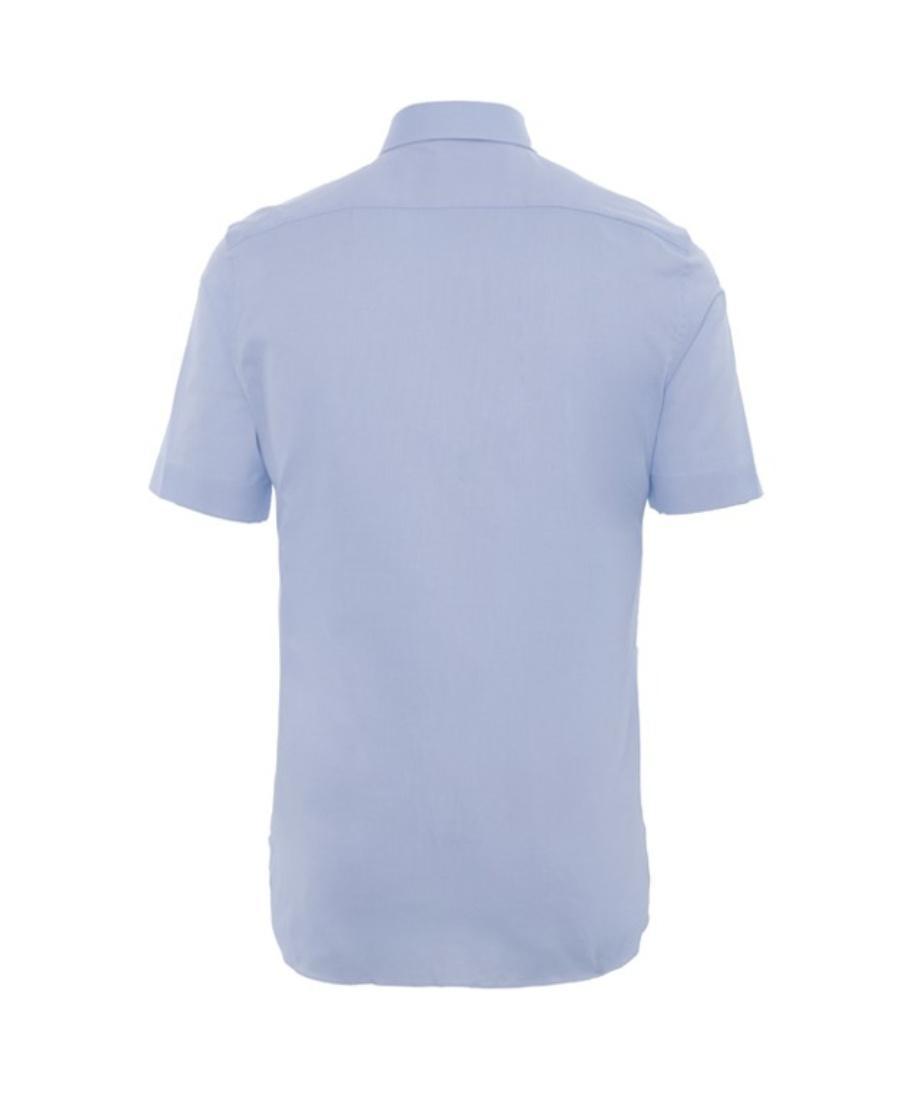 ZEGNA Classic Collar Lapel Short-sleeved Shirt In Blue Product Image