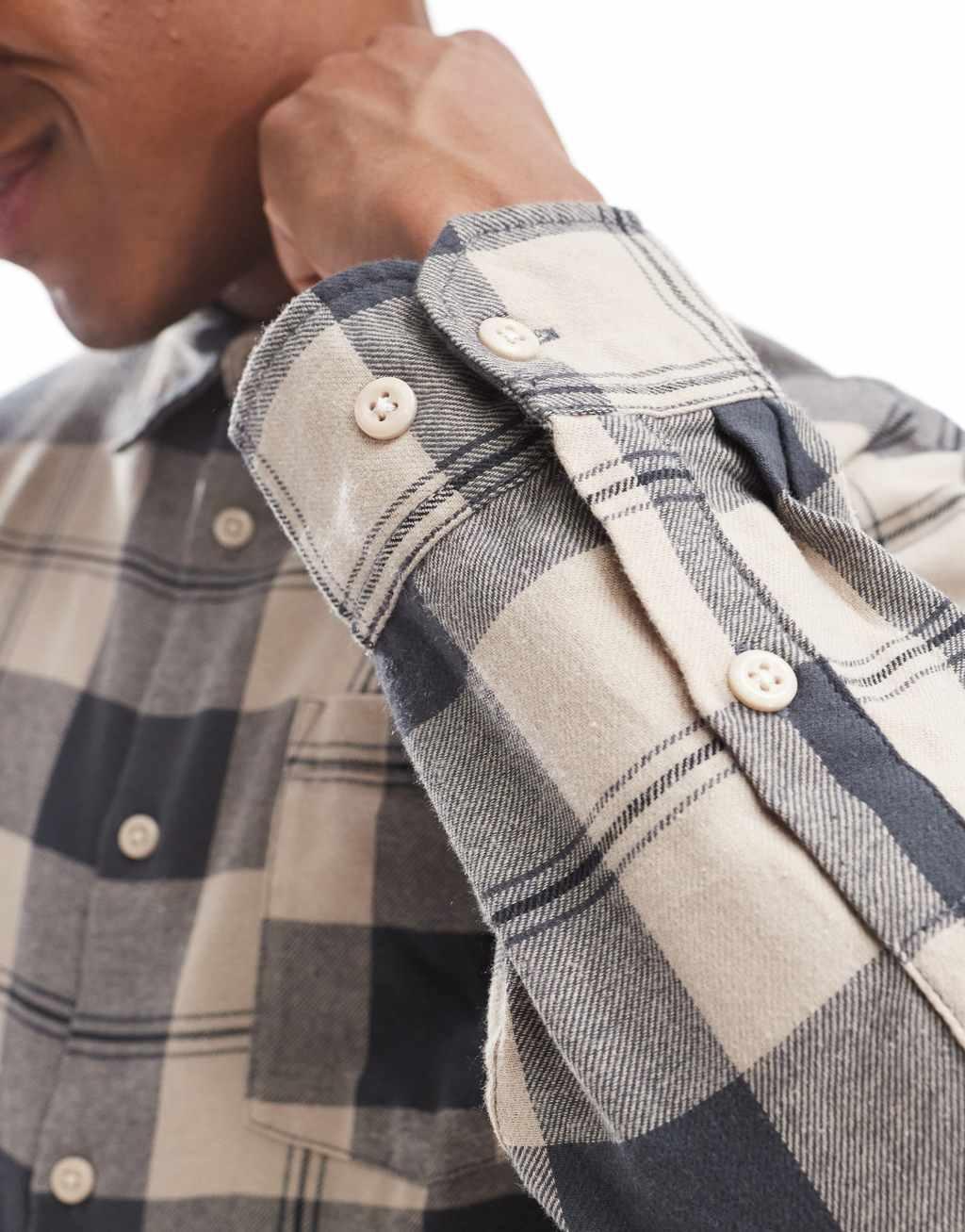 ADPT oversized brushed cotton shirt in beige  Product Image