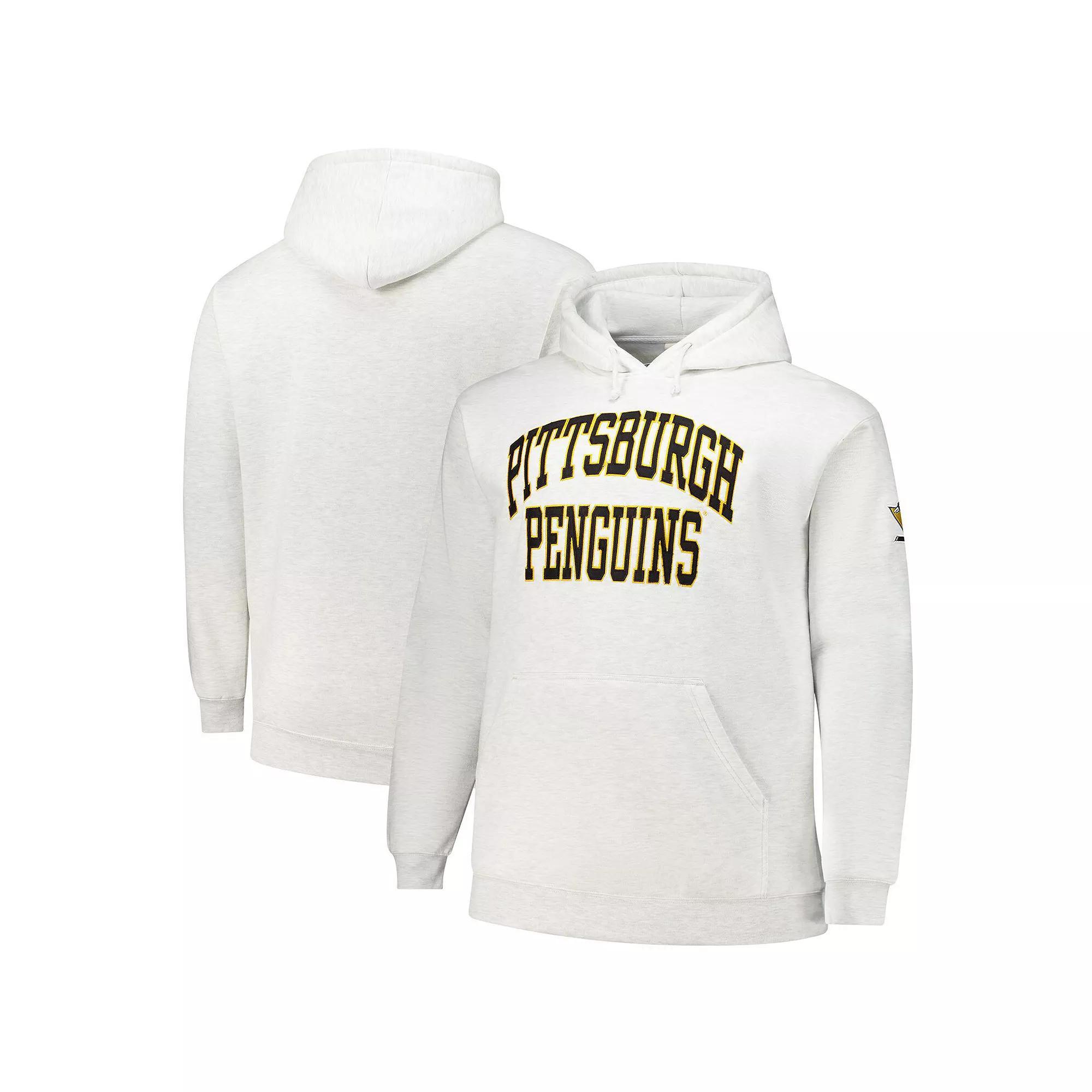 Men's Fanatics Heather Gray Pittsburgh Penguins Big & Tall Fleece Pullover Hoodie, Size: 4XLT, Grey Product Image