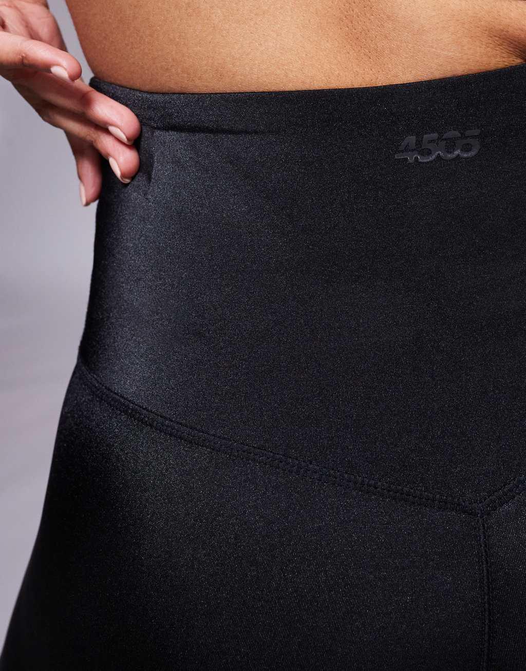 4505 Icon bum sculpt gym leggings with stash pocket in black sheen  Product Image