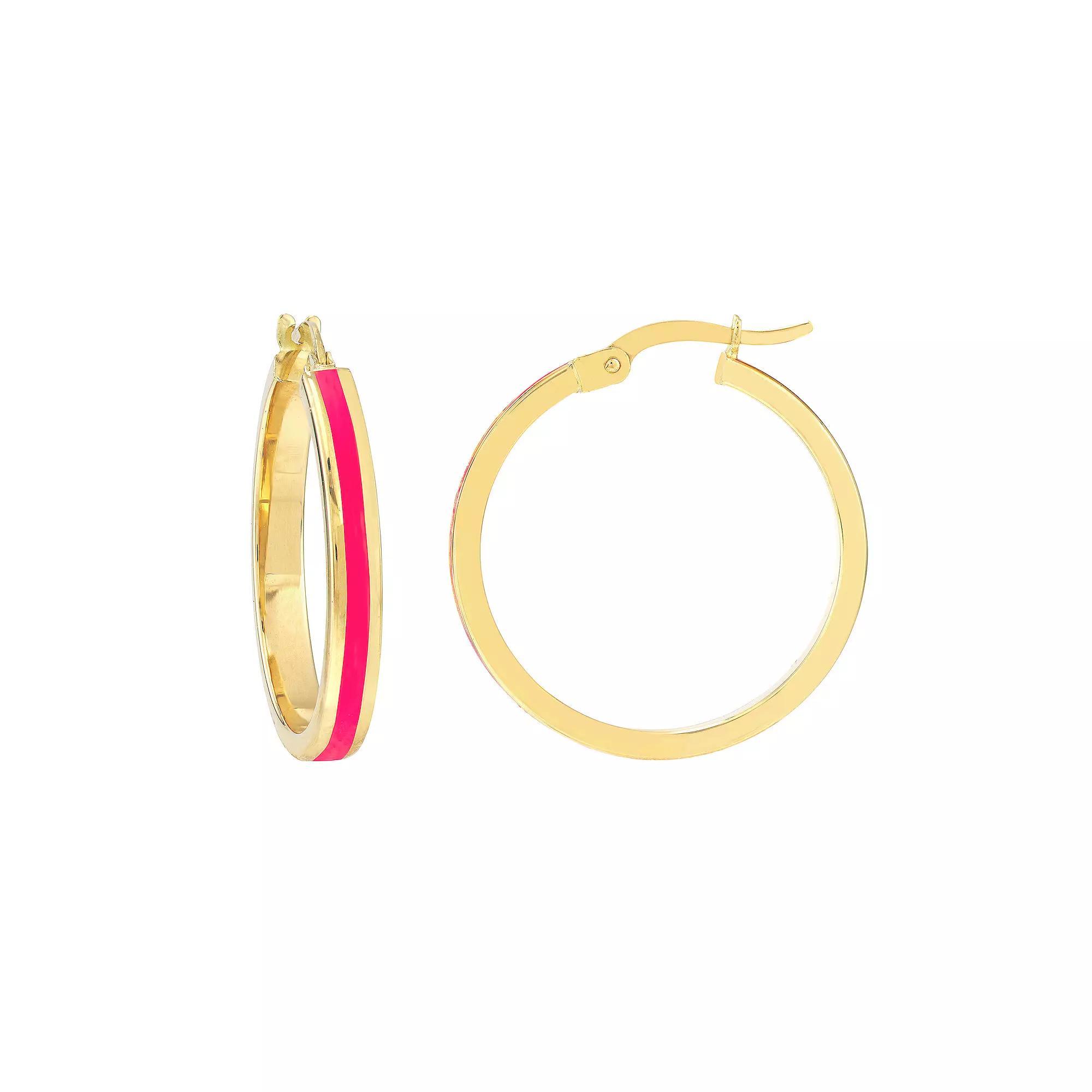 Color Romance 20 mm Enamel Hoop Earrings, Women's, Pink Product Image