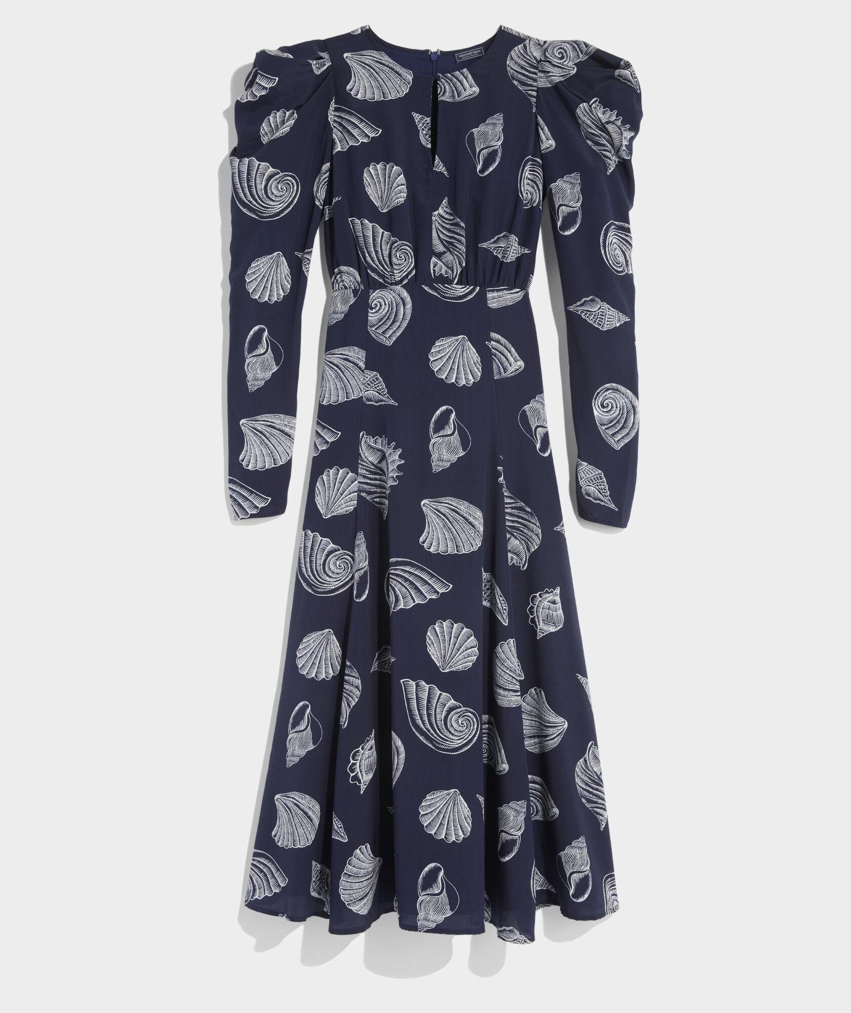 Puff-Sleeve Keyhole Midi Dress Product Image