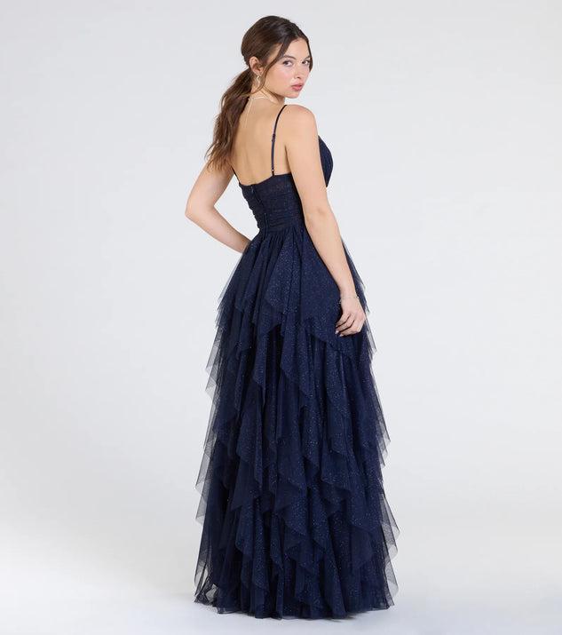 Indiana V-Neck Corset Ruffle A-Line Formal Dress Product Image