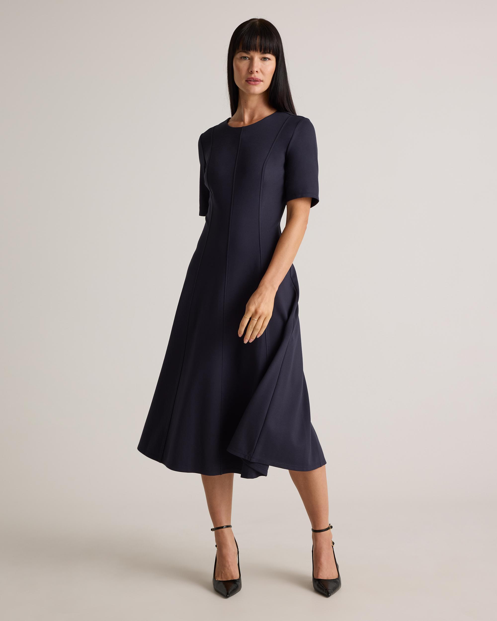 Quince | Women's Ultra-Stretch Ponte Short Sleeve Midi Dress Rayon Product Image