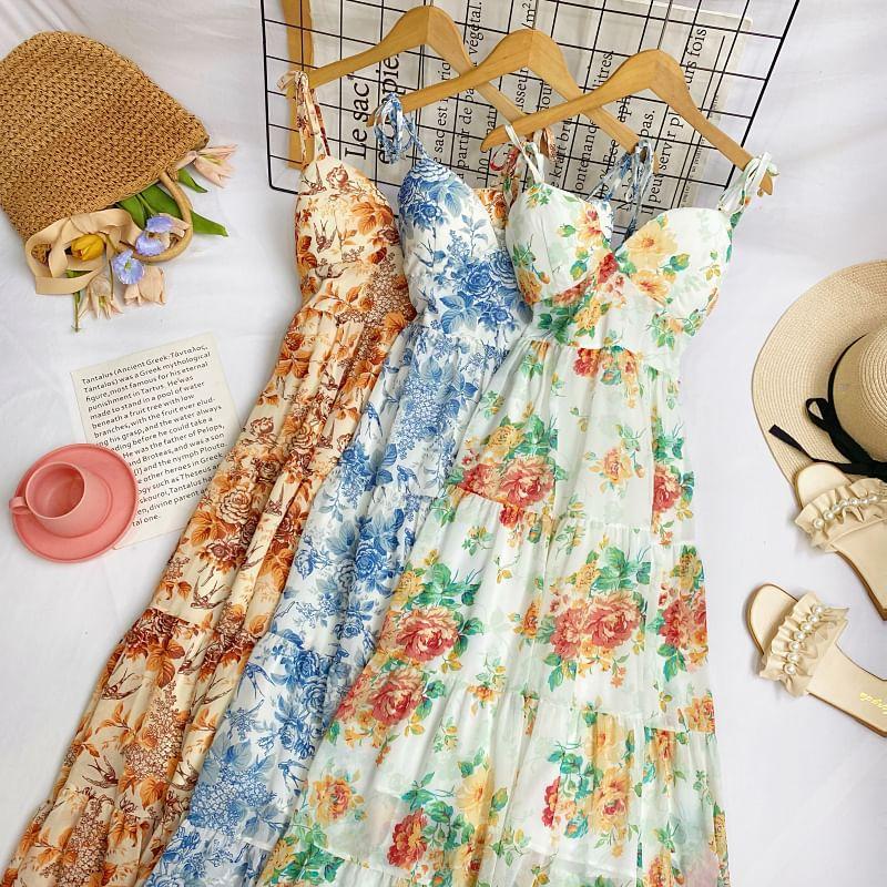 Spaghetti Strap Floral Midi Sundress Product Image