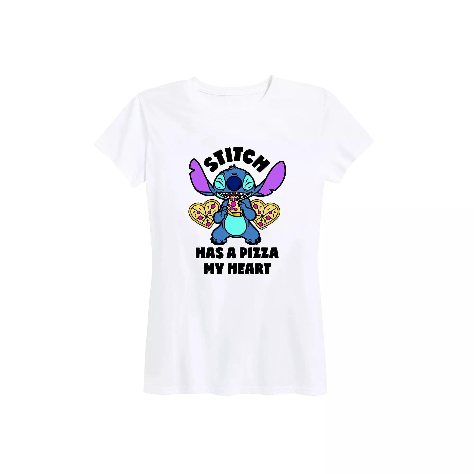 Disney's Lilo & Stitch Women's Pizza My Heart Graphic Tee, Size: XXL, White Product Image