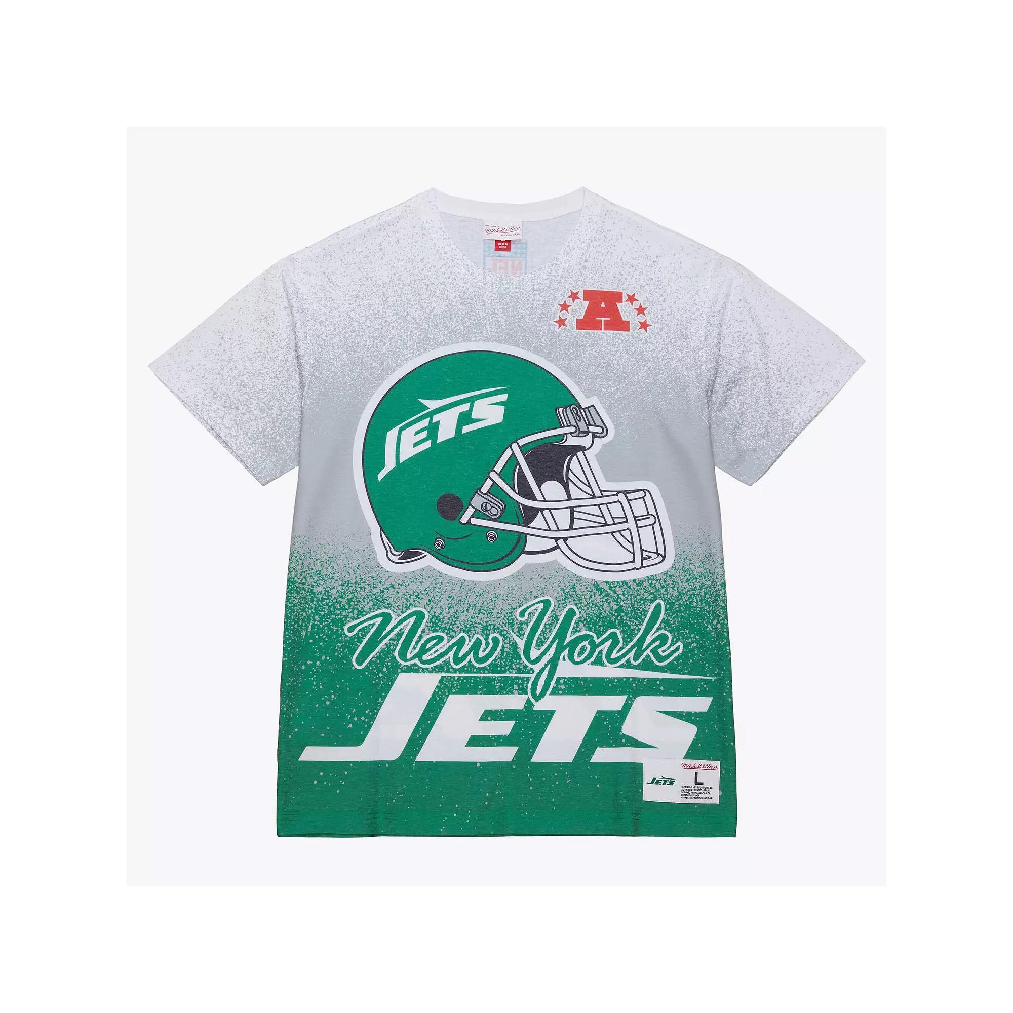 Men's Mitchell & Ness  White New York Jets Team Burst Vintage Logo T-Shirt, Size: 3XL Product Image