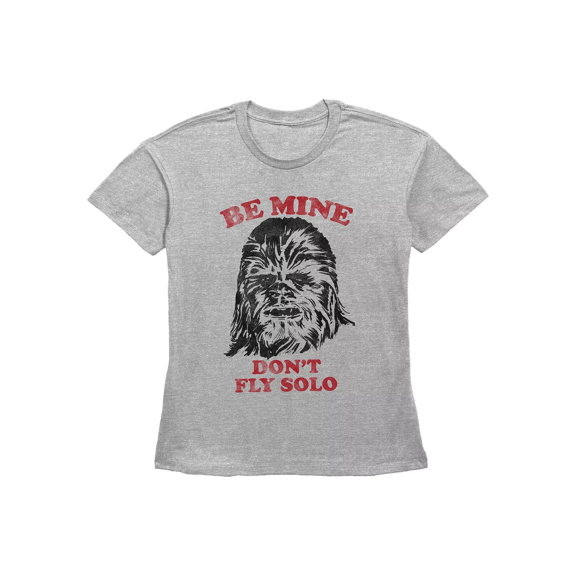 Women's Star Wars Chewbacca Be Mine Don't Fly Solo Graphic Tee, Size: Large, Grey Gray Product Image