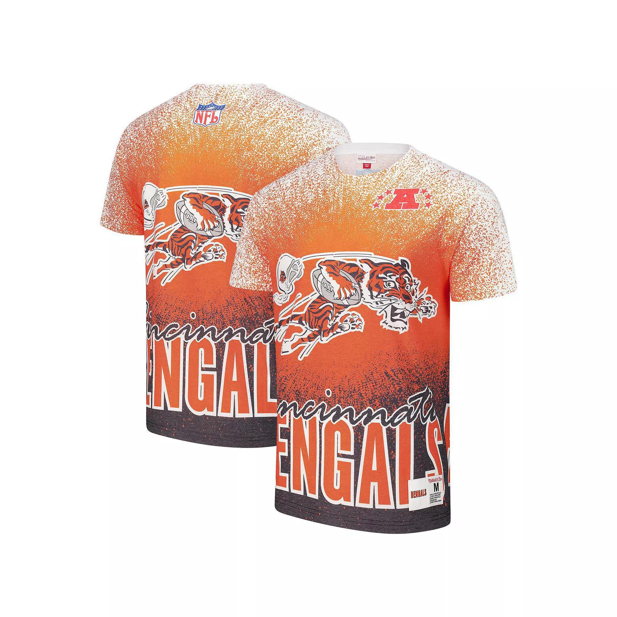 Men's Mitchell & Ness  White Cincinnati Bengals Team Burst Vintage Logo T-Shirt, Size: Medium Product Image