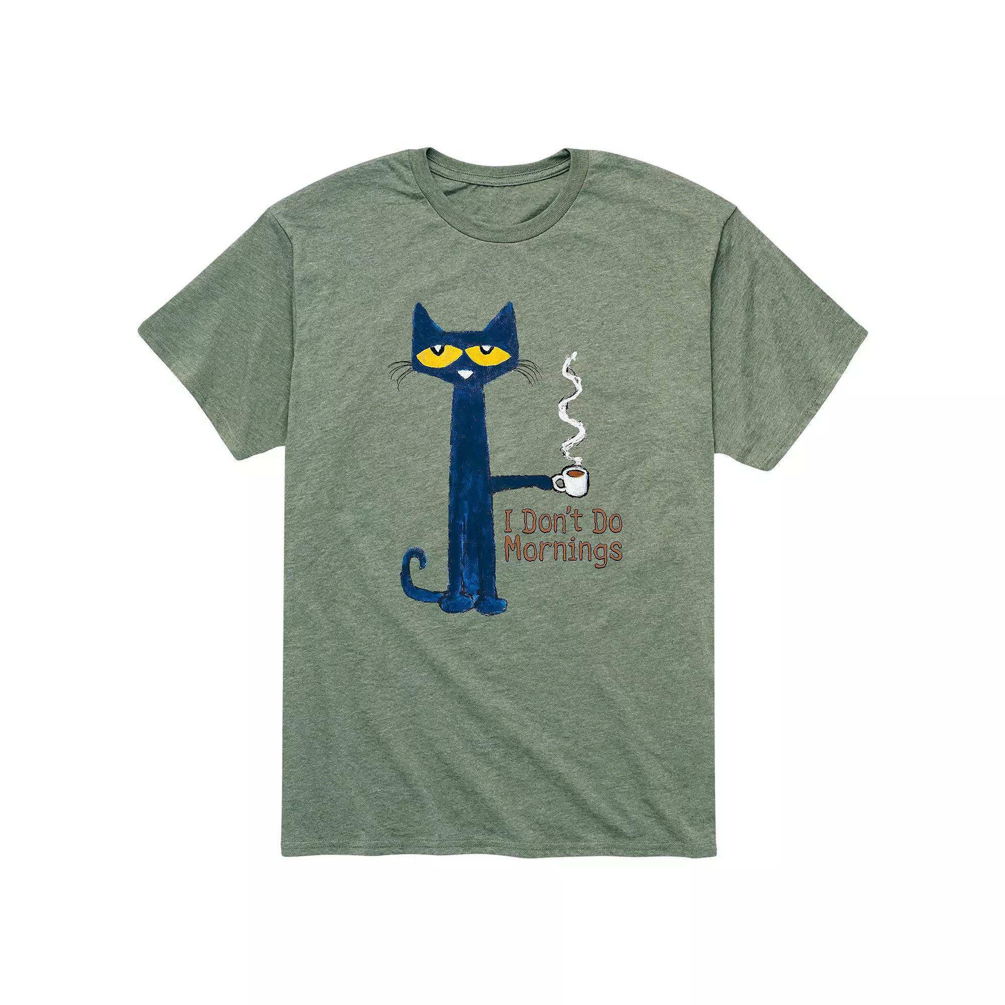 Mens Pete The Cat Dont Do Mornings Tee Grey Military Green Product Image