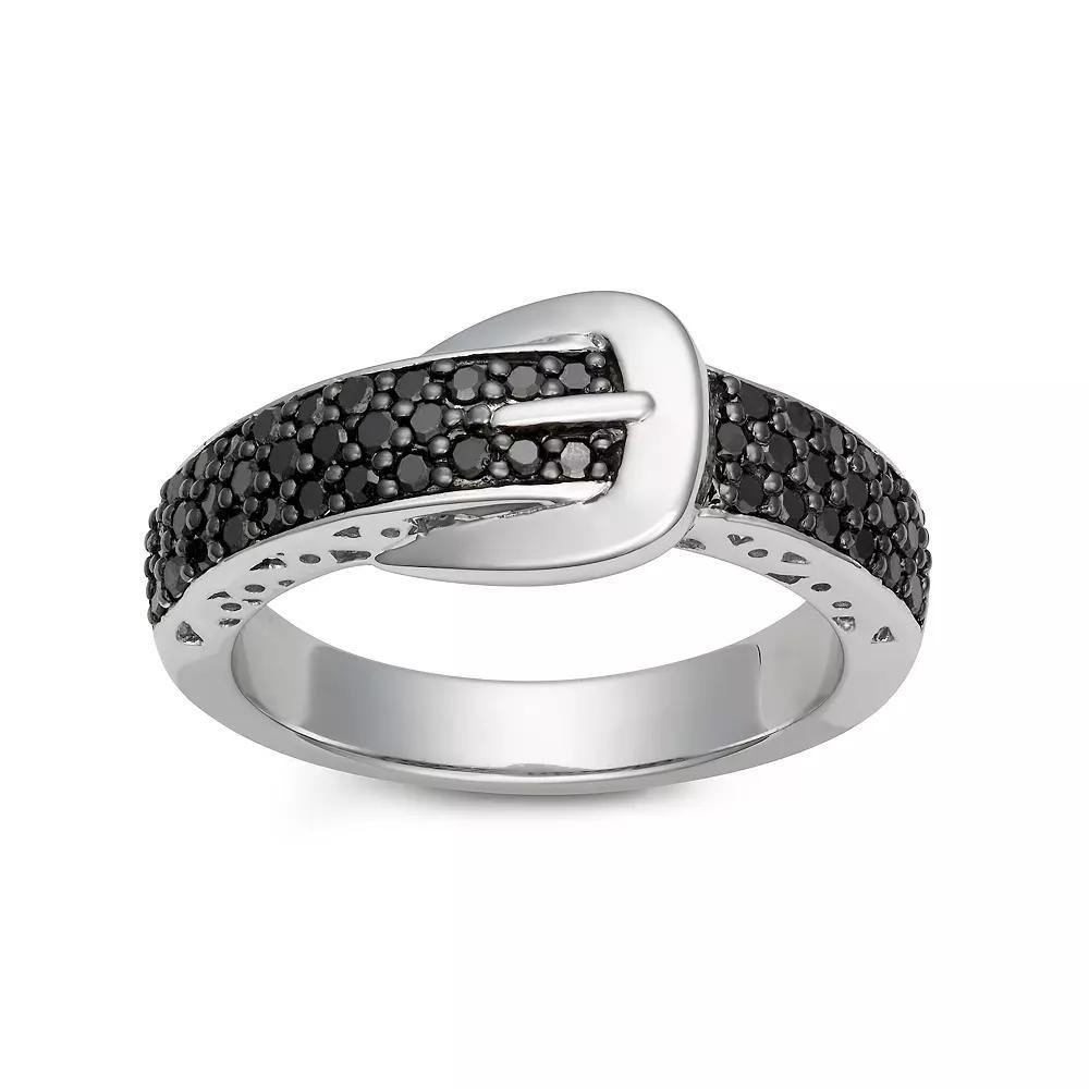 HDI Sterling Silver 1/2 Carat T.W. Black Diamond Buckle Ring, Women's, Size: 7 Product Image