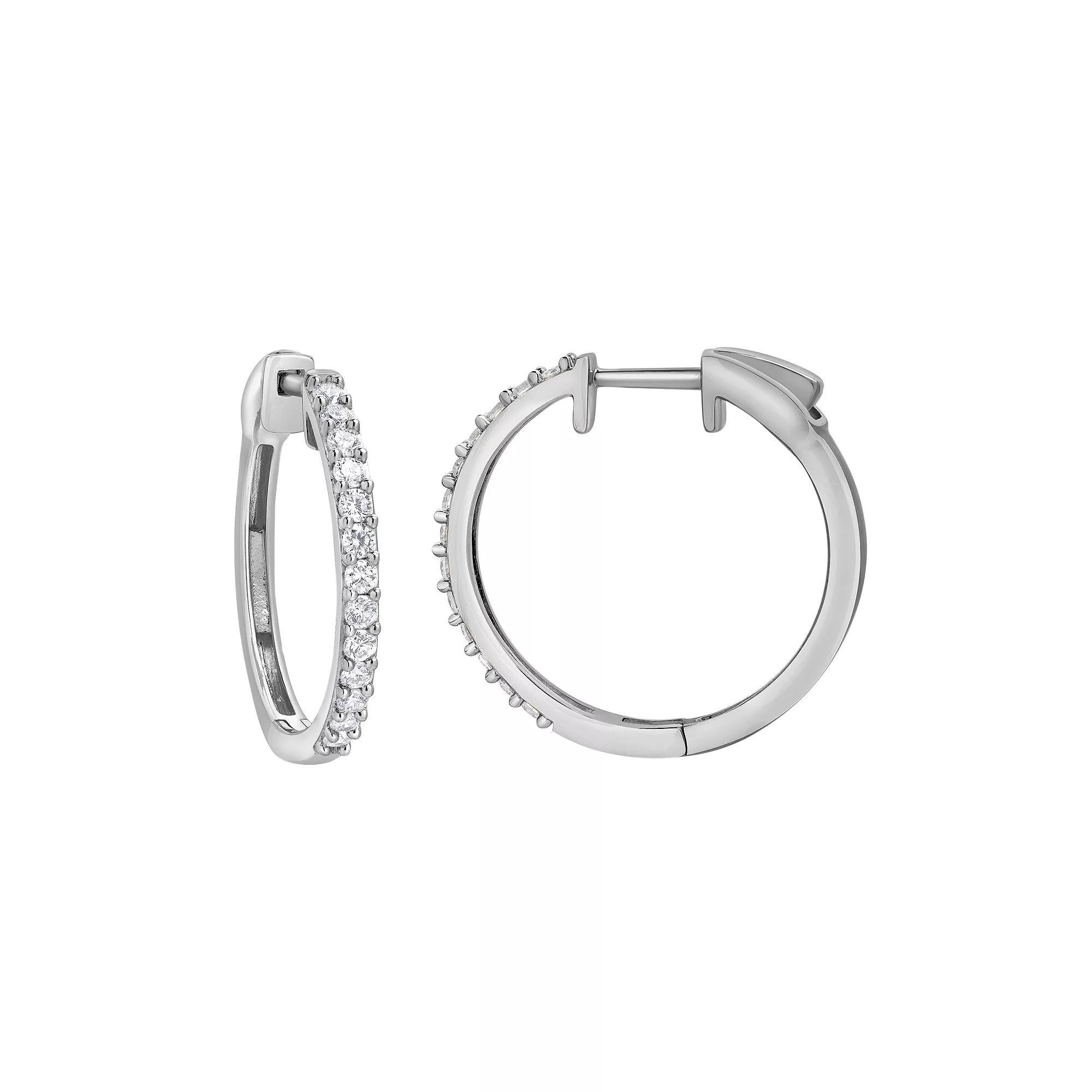 Diamond Brilliance Sterling Silver 1/2 Carat T.W. Lab-Created Diamond Hoop Earrings, Womens, Silver Tone Product Image