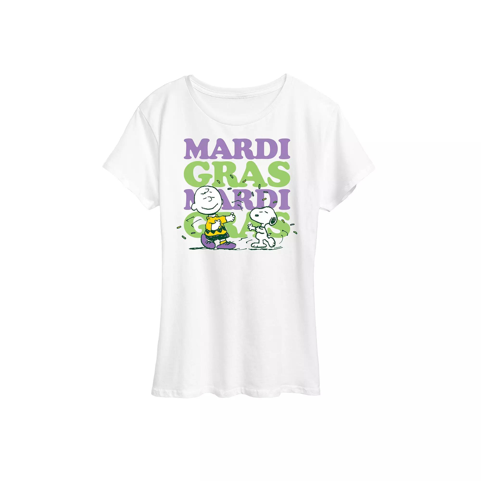 Womens Peanuts Mardi Gras Stack Graphic Tee Product Image