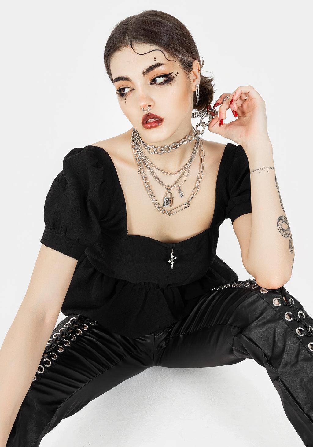 Elena Puff Sleeve Peplum Top Product Image