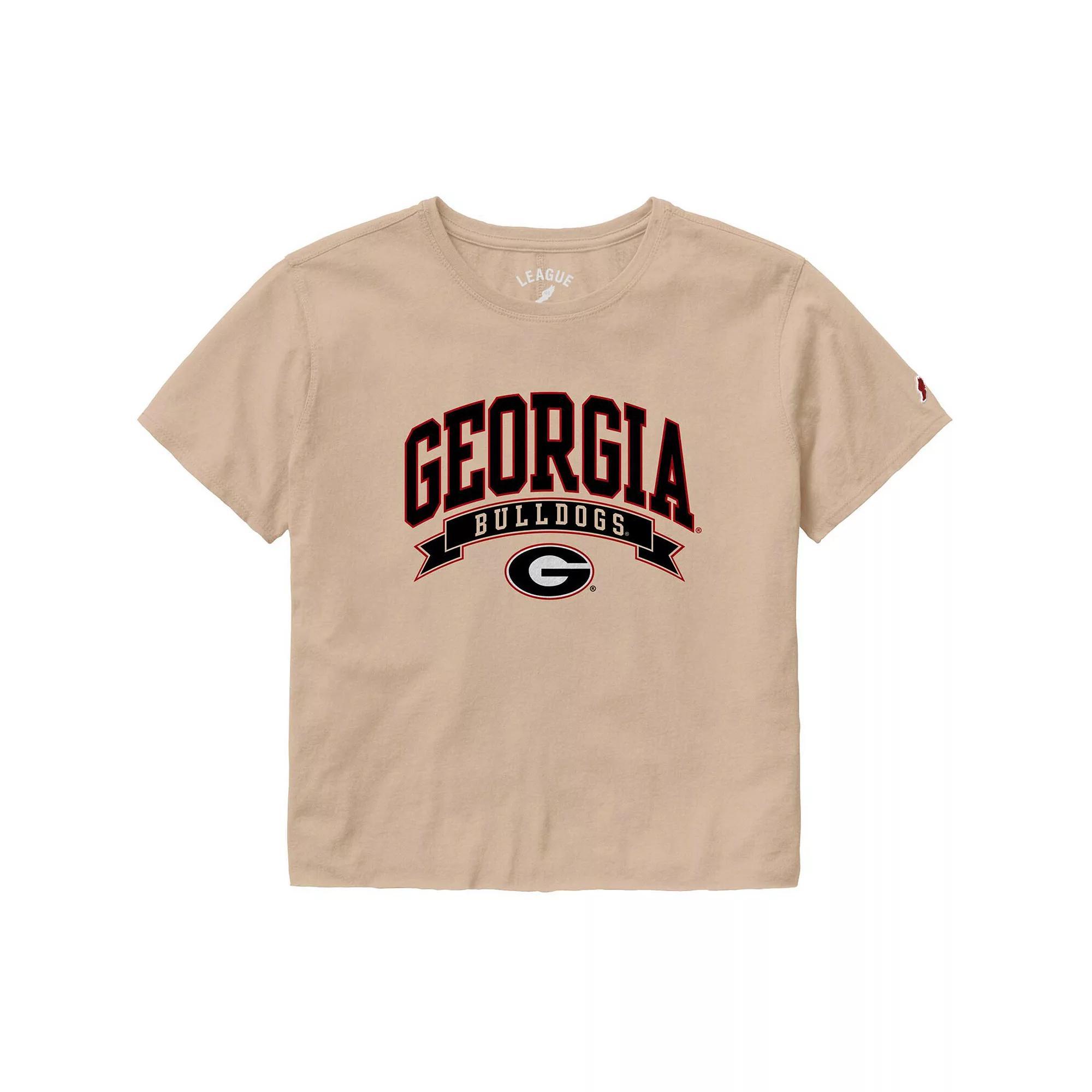 Women's League Collegiate Wear Tan Georgia Bulldogs Banner Clothesline Cropped T-Shirt, Size: XL, Team Product Image