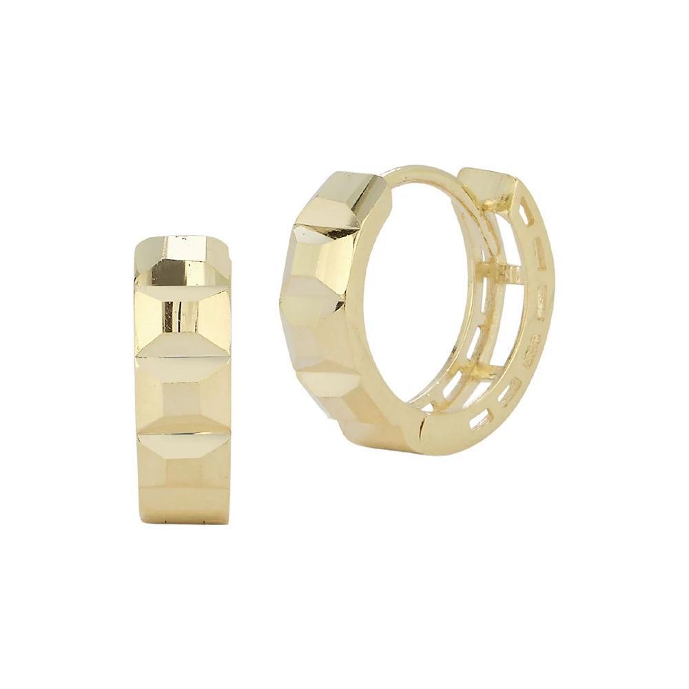 LUMINOR GOLD 14k Gold Mosaic Huggie Earrings, Women's Product Image