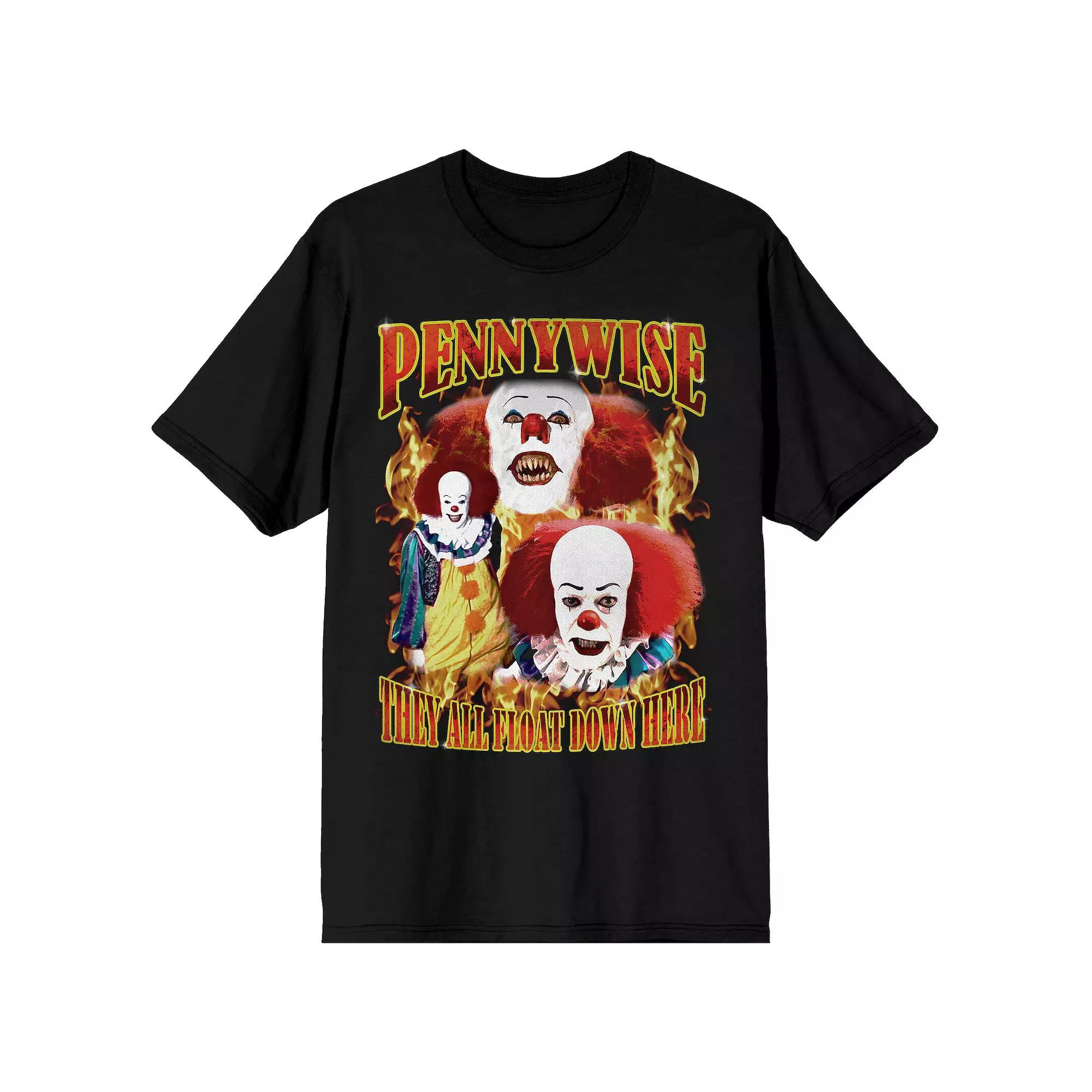 Men's 1990s IT Pennywise Flames Tee, Boy's, Size: XXL, Black Product Image
