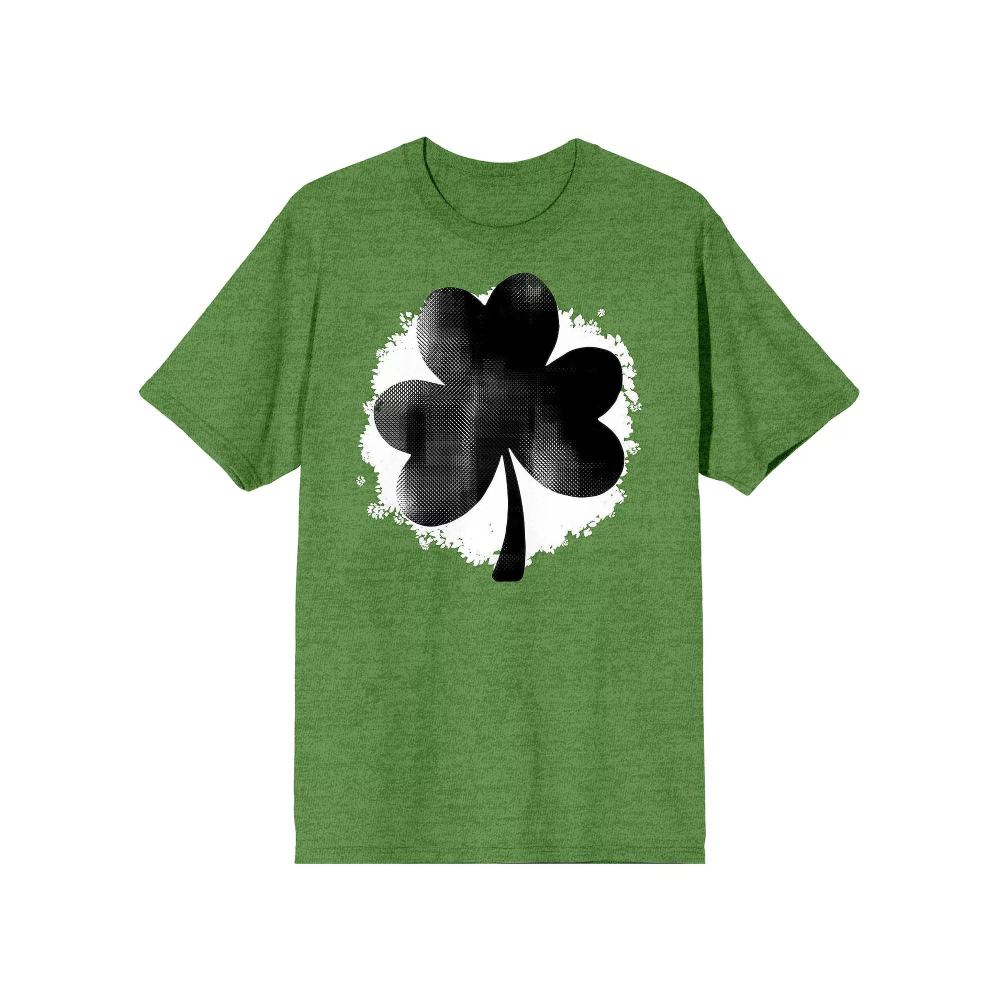 Men's St. Pats Black Cloverleaf Tee, Size: XL, Green Product Image